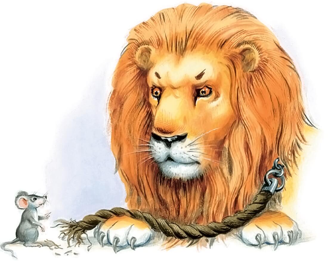 Ilustração do leão e o rato - Fábulas Infantis