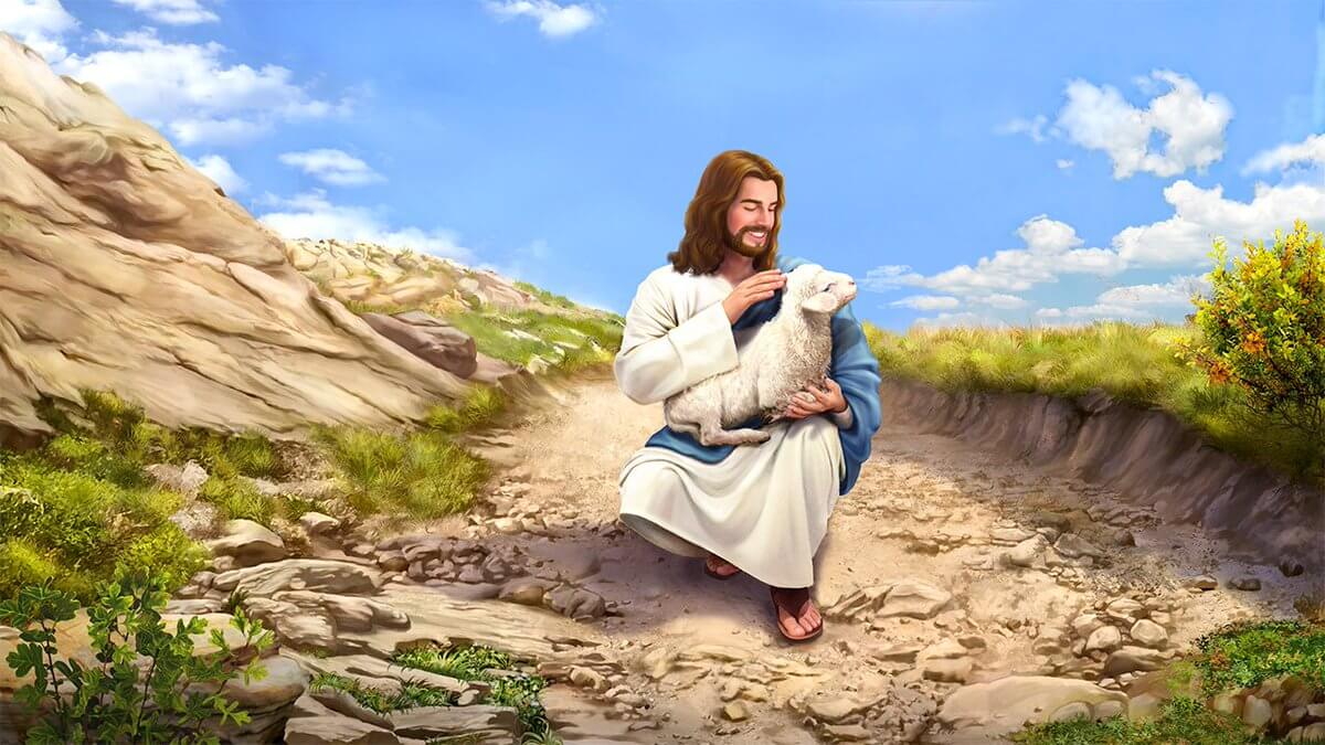 Jesus segurando uma ovelha - O maior amor do mundo: A incrível história de Jesus