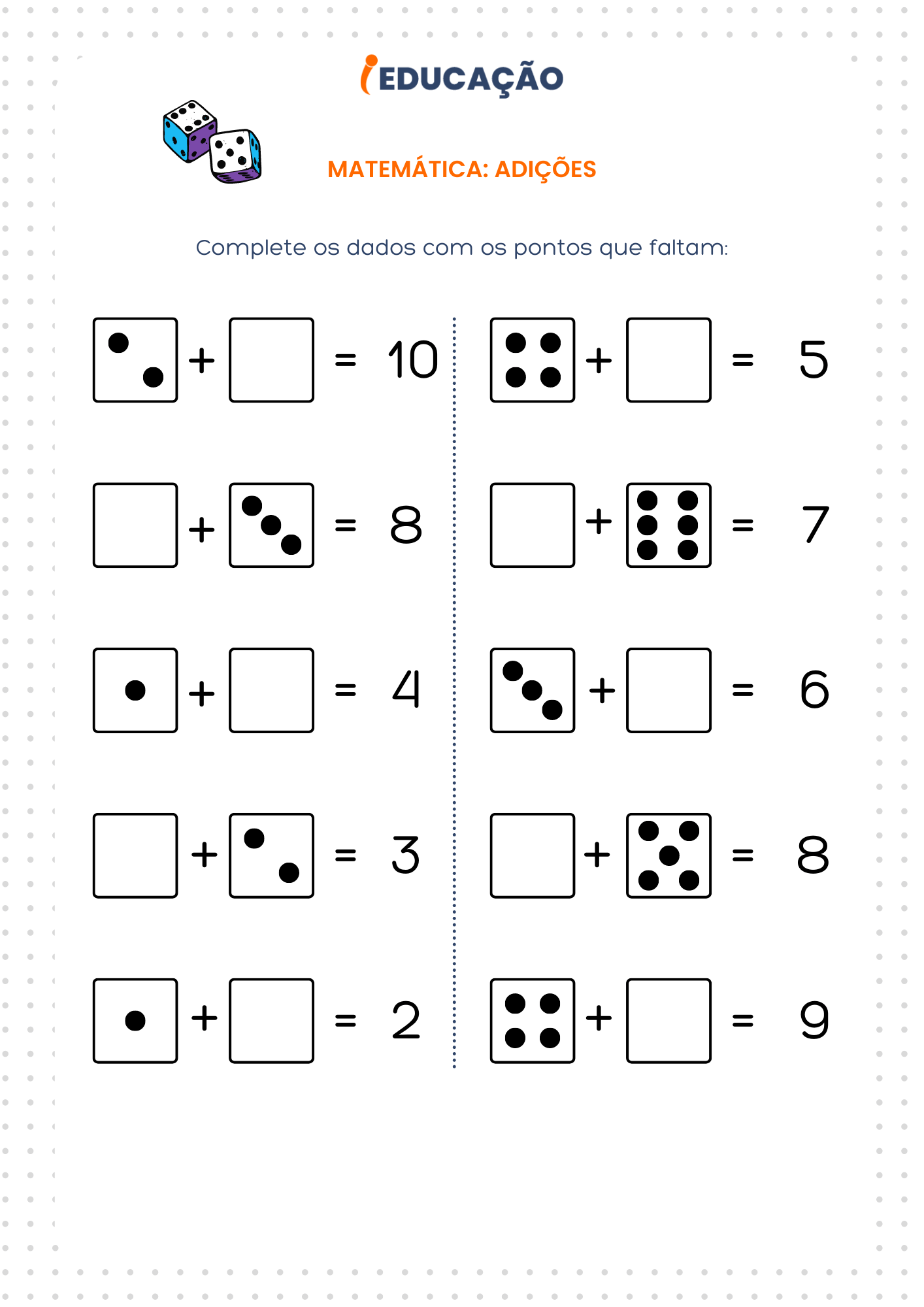 Atividade de matemática para o primeiro ano - As melhores atividades para os anos iniciais - adição