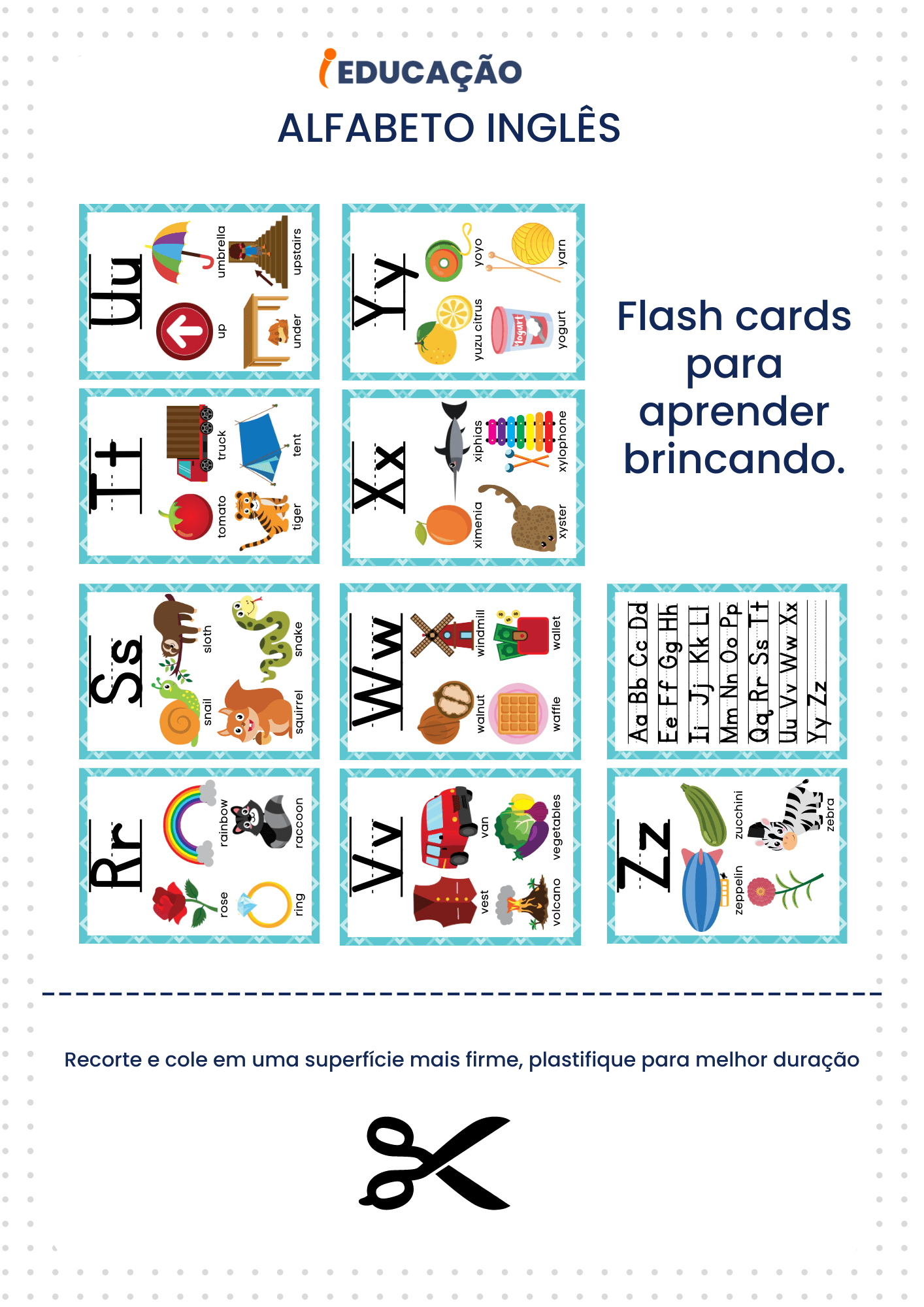 flashcards com o alfabeto em inglês