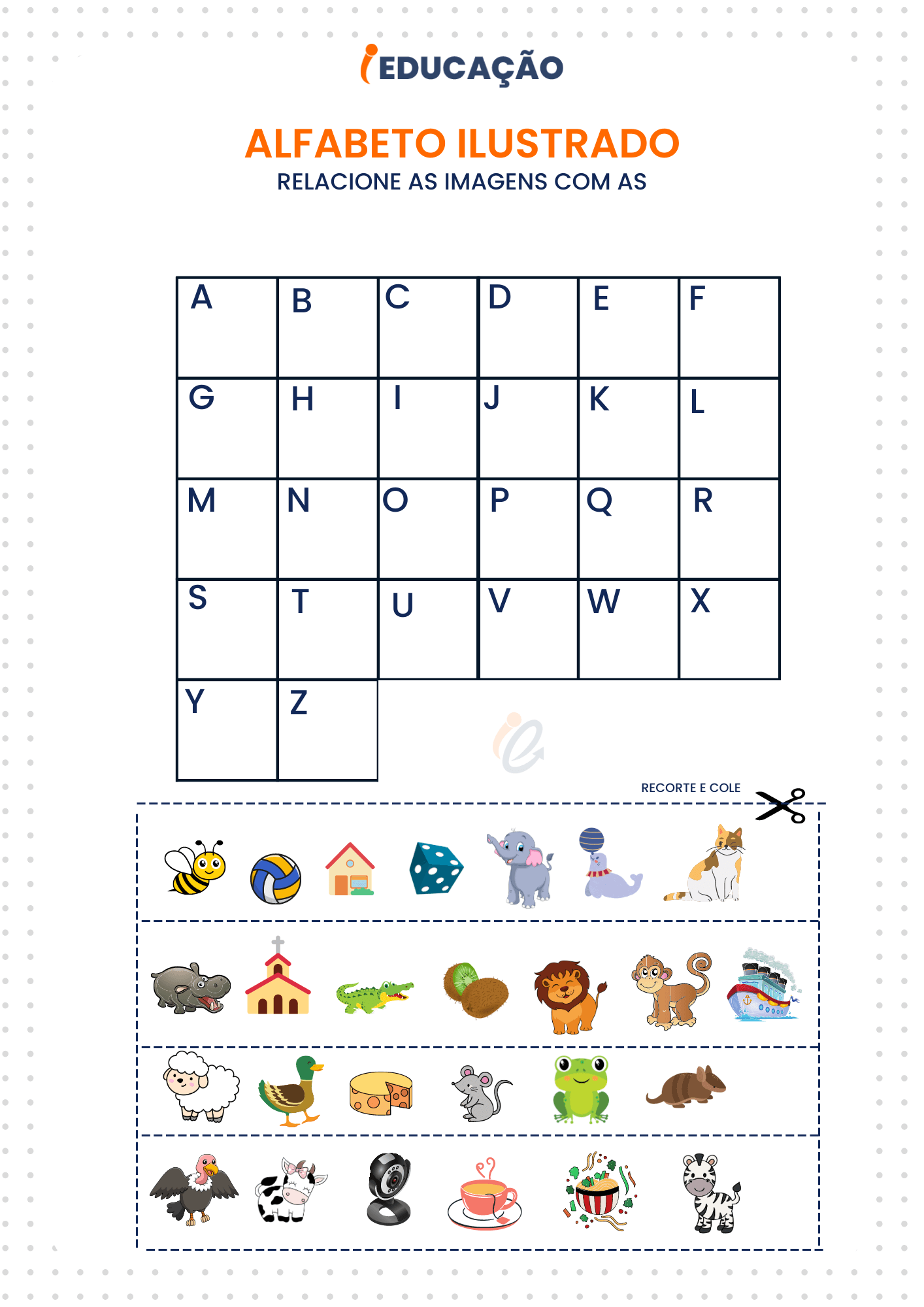 Atividades de alfabetização - Alfabeto Ilustrado