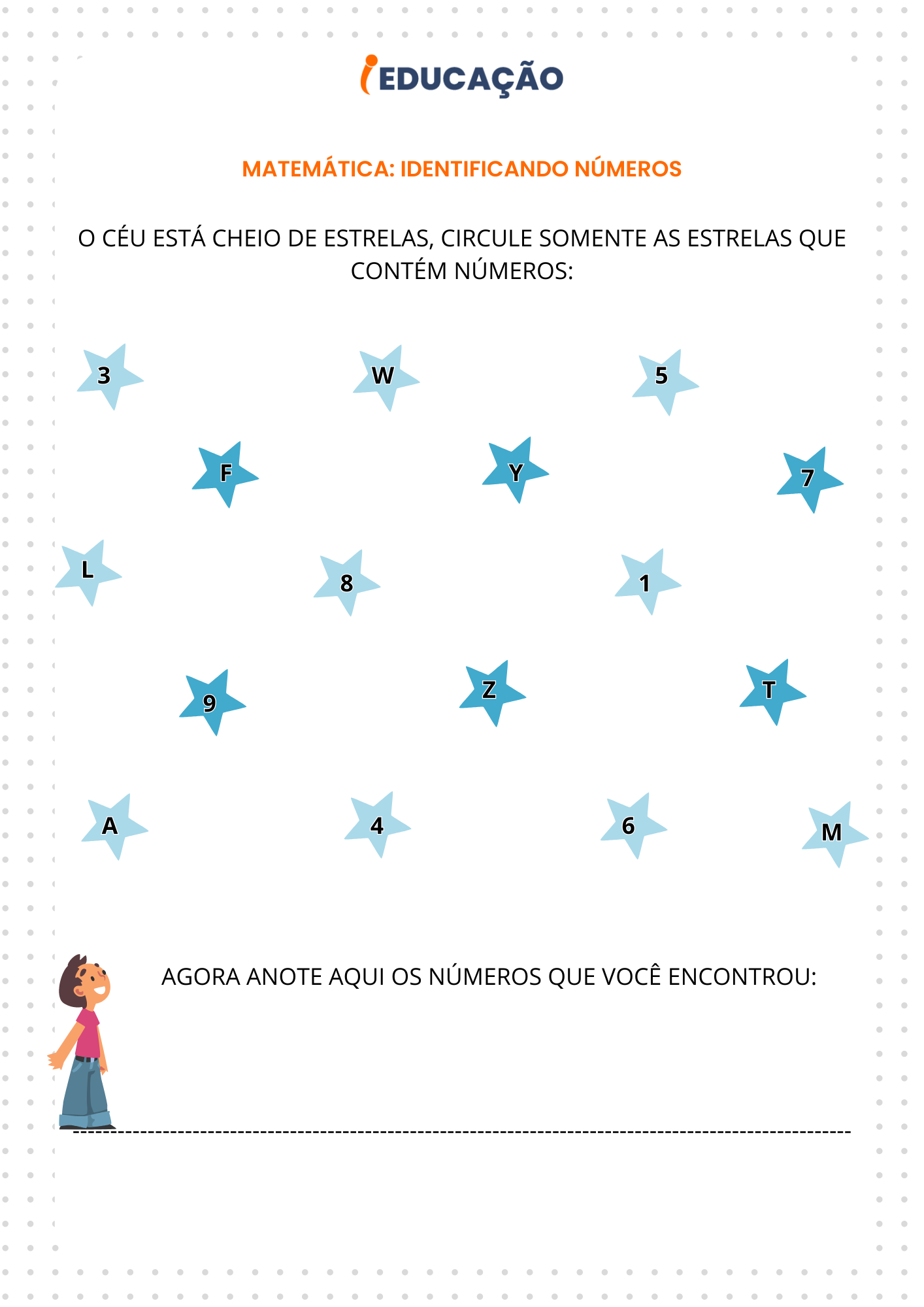 Atividade de matemática para o primeiro ano - As melhores atividades para os anos iniciais - Identificação dos Número