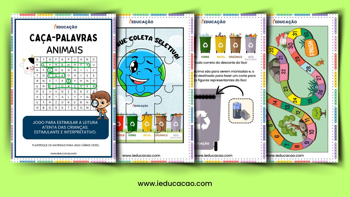 Jogos Pedagógicos para Ensinar Ciências Naturais - Jogos Pedagógicos para Imprimir em PDF - Kit de 100 Jogos Educativos do iEducação - Educação Ambiental nas Escolas