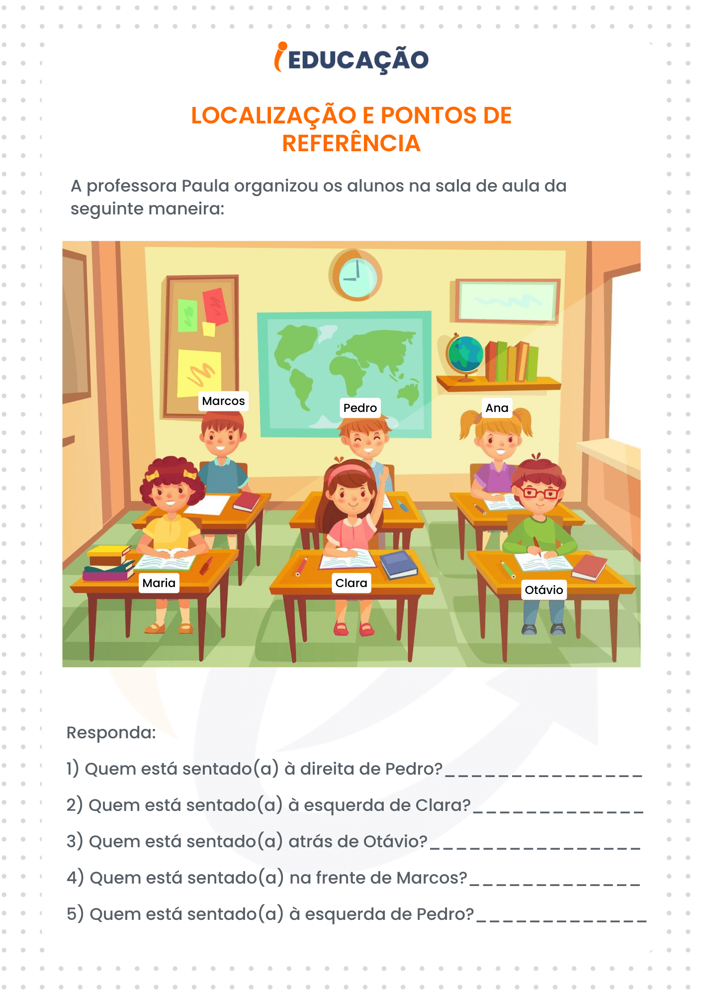 Atividade de Matemática: Localização e pontos de referência para o 4º ano