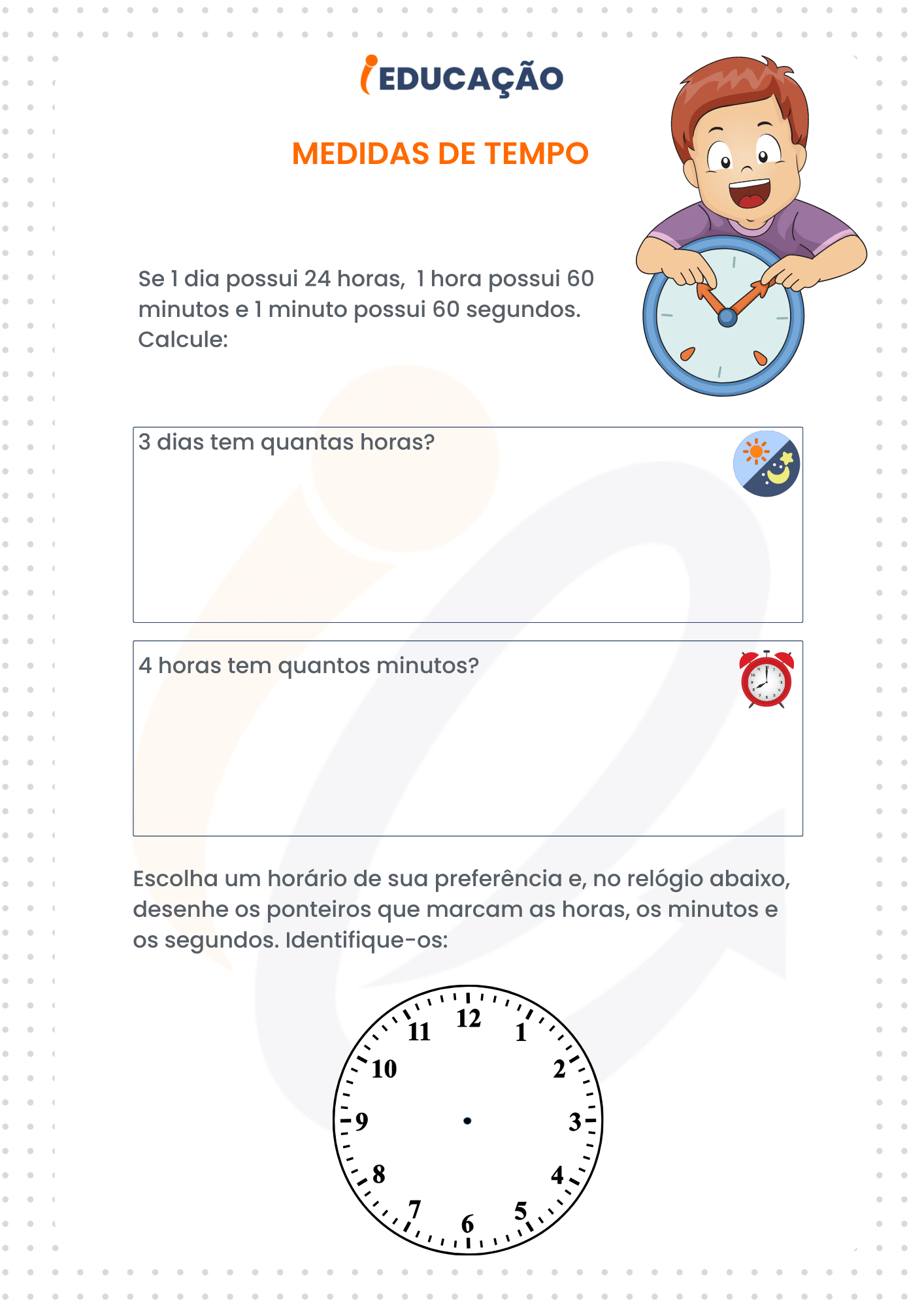 Horas, minutos e segundos - Planos de Aula - 3º Ano