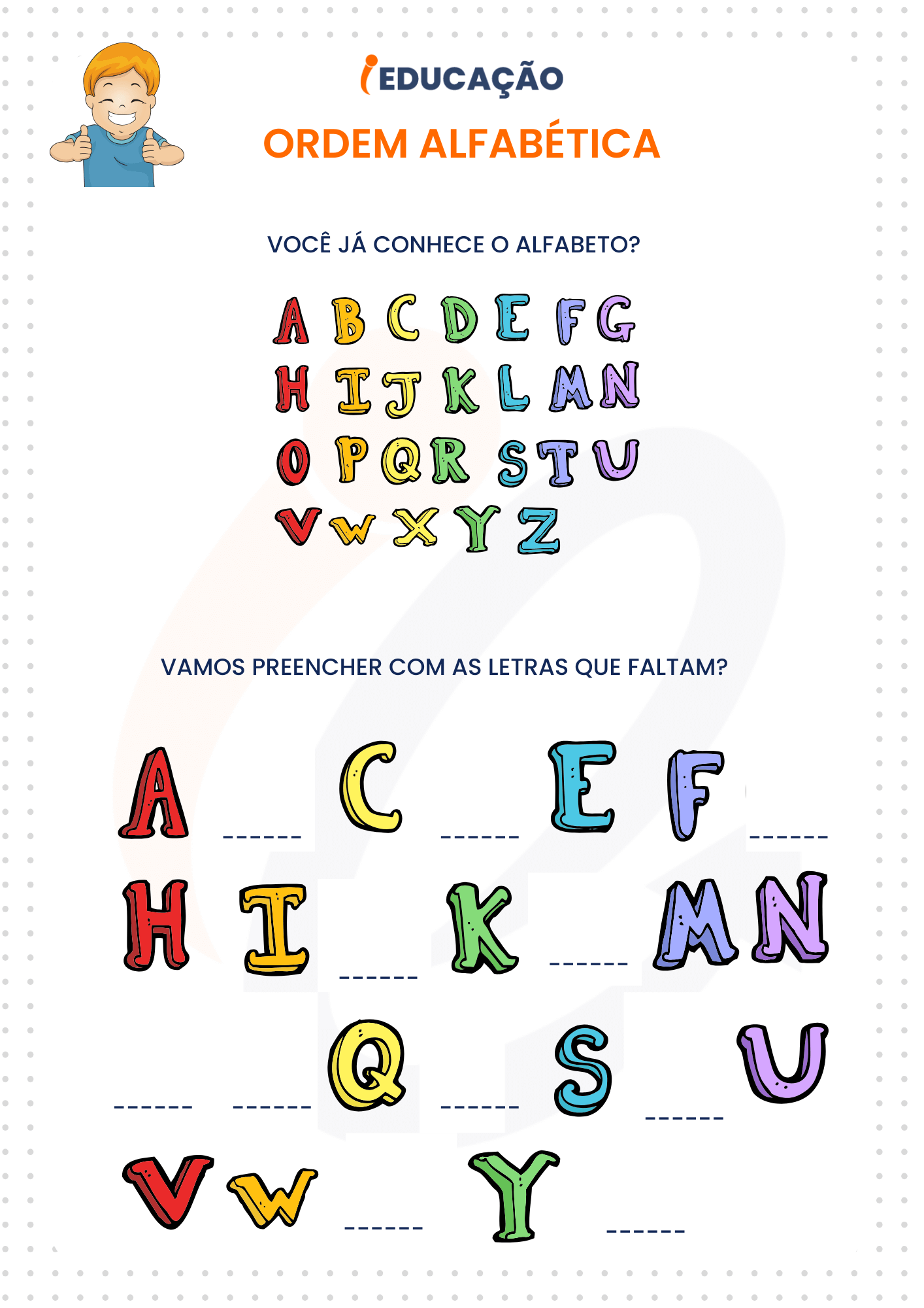 Atividade Alfabetização Para Crianças de 4 e 5 Anos de Idade com Ordem Alfabética