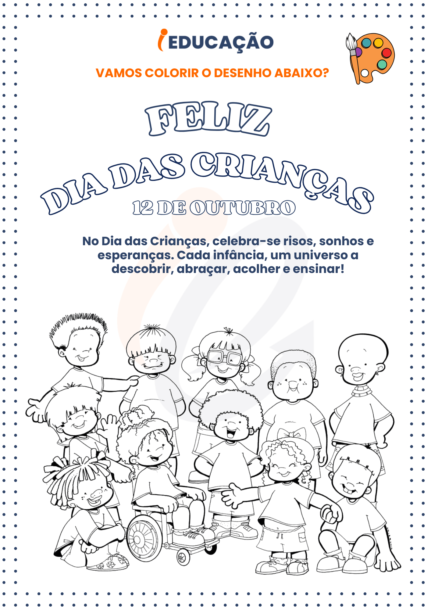 Desenhos para colorir com o tema Dia das Crianças - Professora