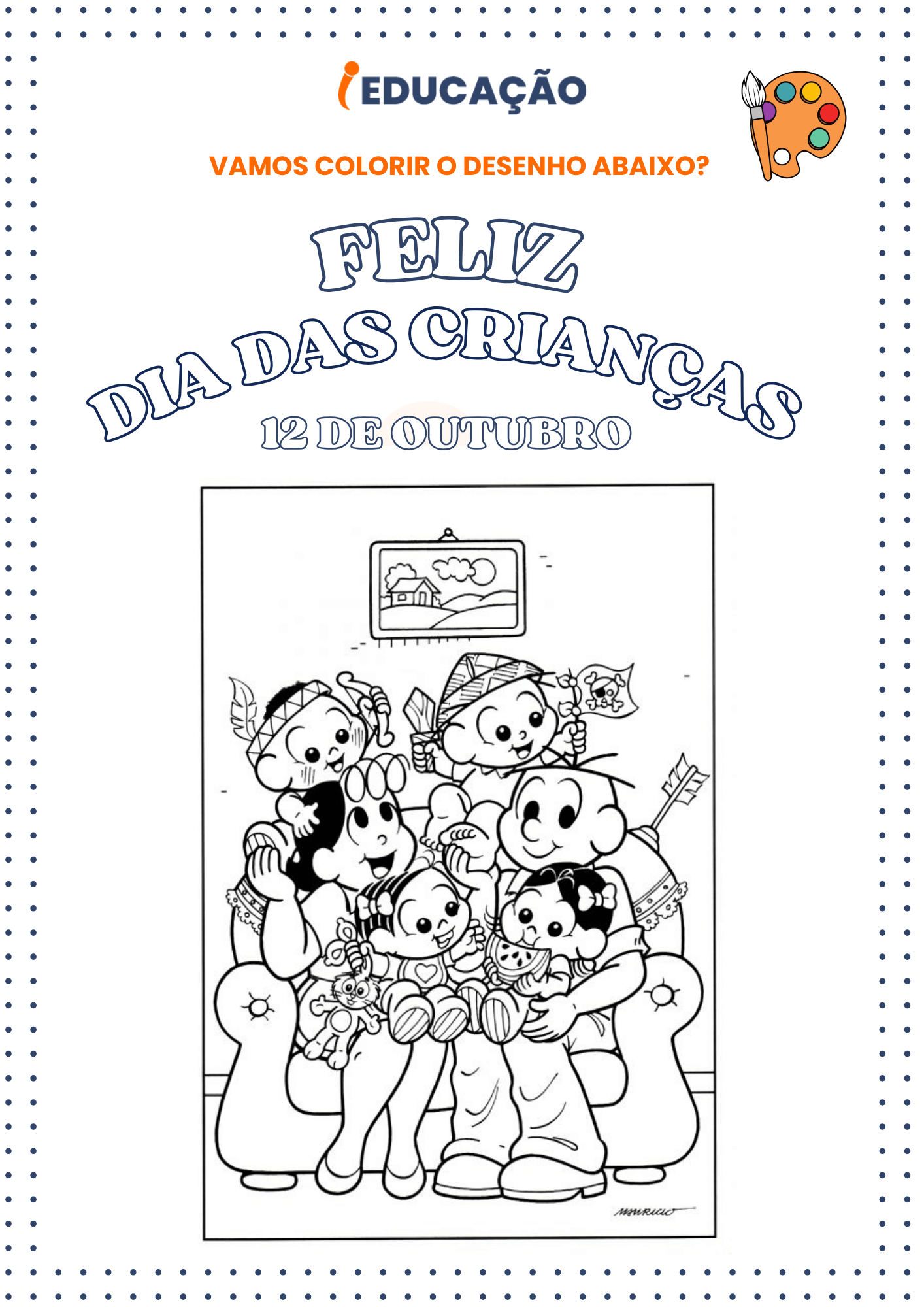 Desenhos do Dia das Crianças para Colorir: Pintar a Turma da Mônica