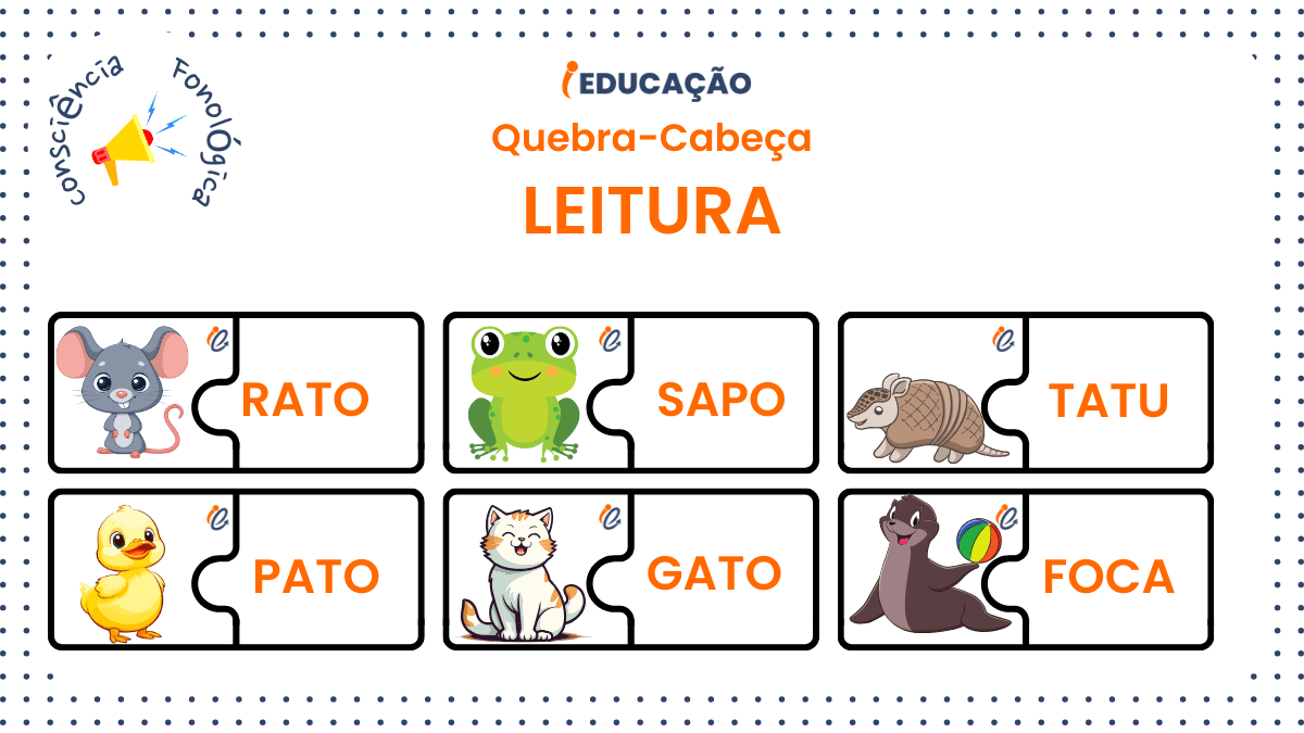 Quebra-cabeças educativos ilustrados para imprimir, colorir