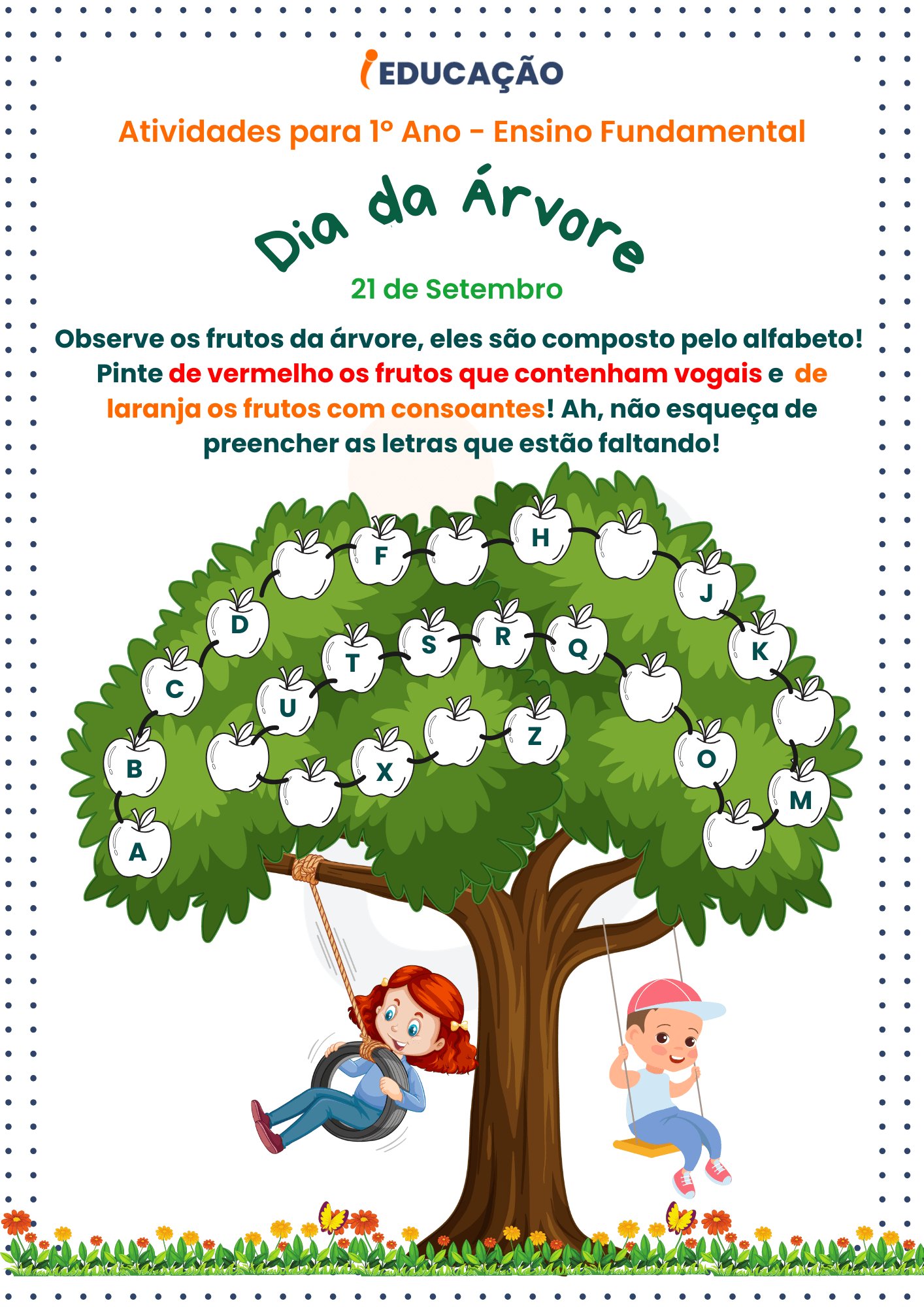 Atividades do Dia da Árvore para o 1º Ano: Ordem alfabética