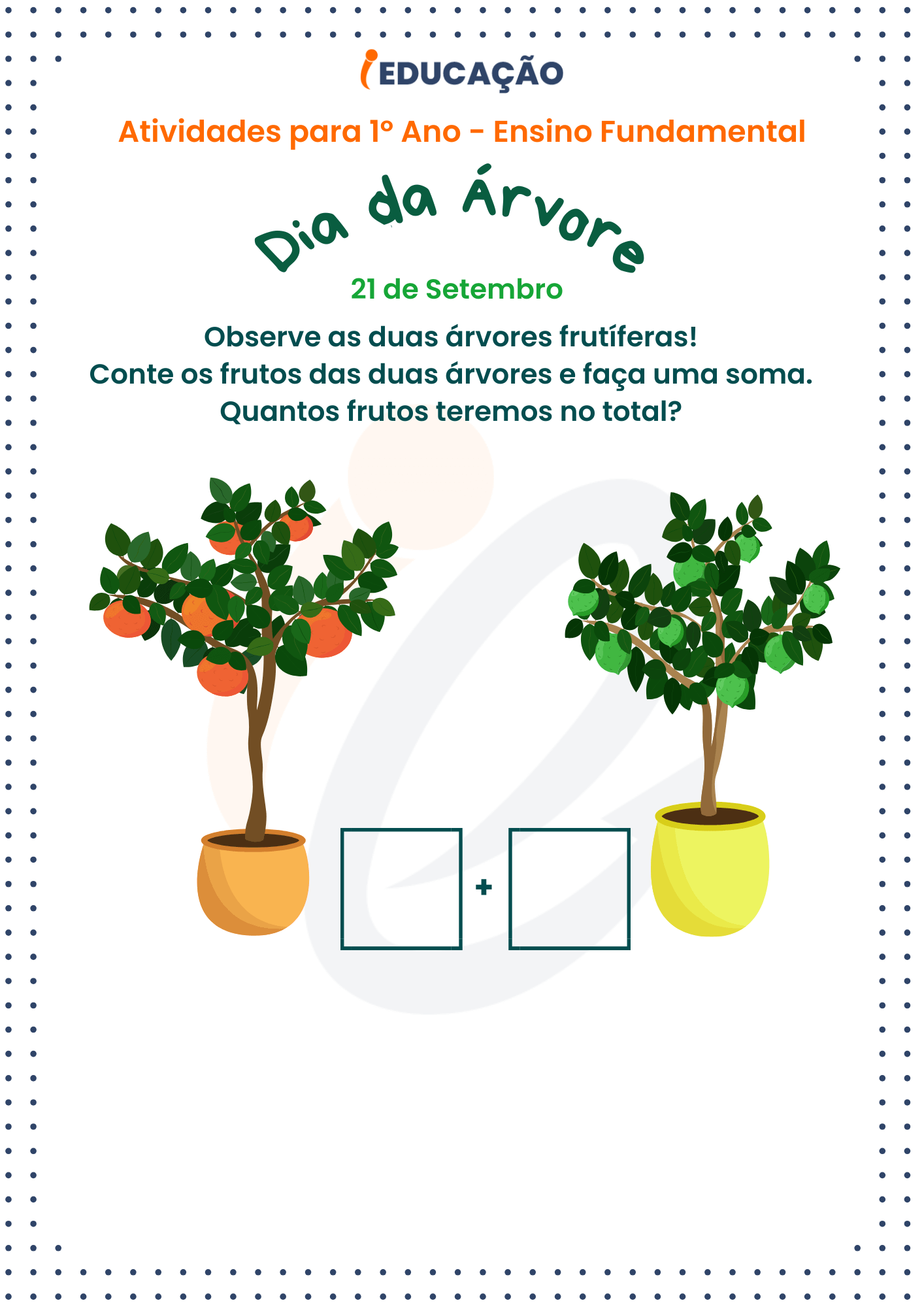Atividades do Dia da Árvore para o 1º Ano: somando os frutos - matemática
