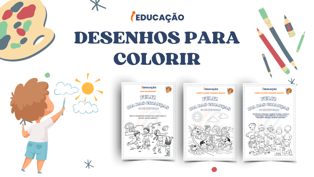 Desenhos para colorir com o tema Dia das Crianças - Professora