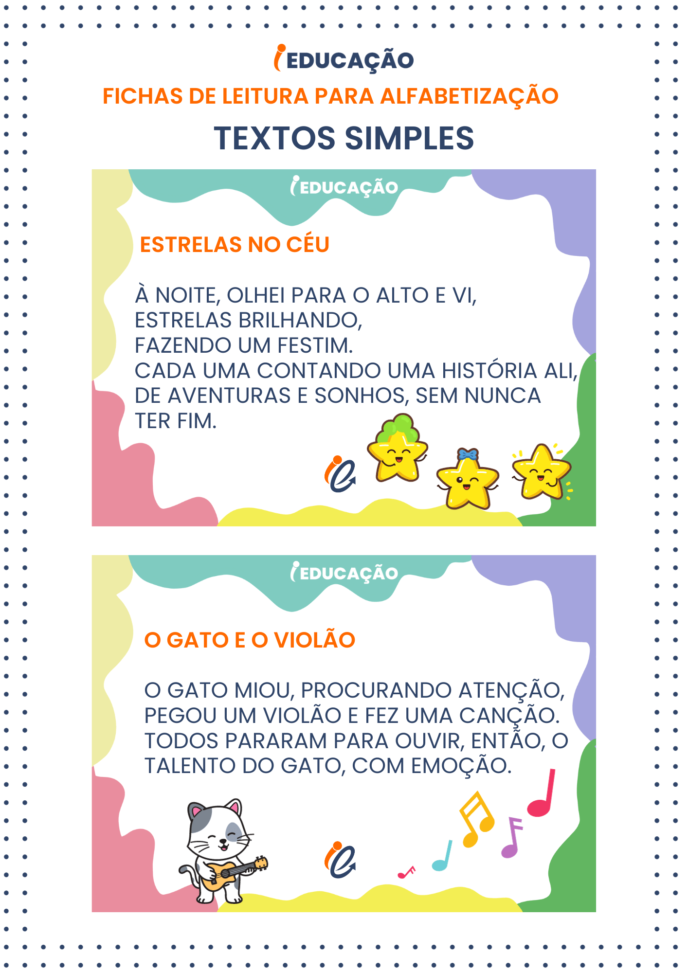 Fichas de Leitura para Alfabetização: Textos Simples para Interpretação