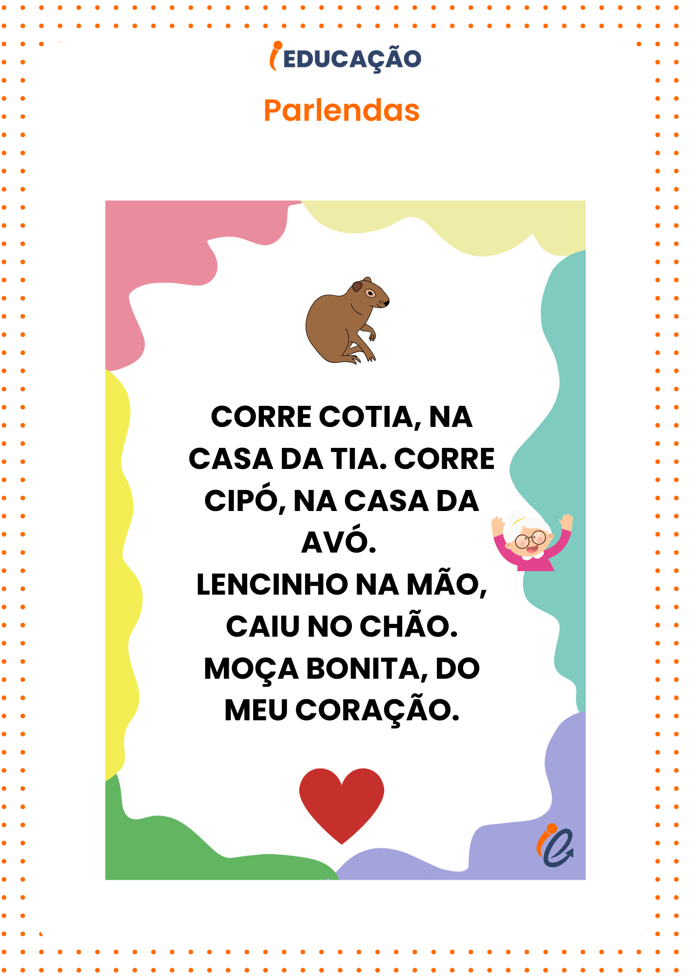 Parlendas com ATIVIDADES  Atividades com parlendas, Parlendas para  imprimir, Educação