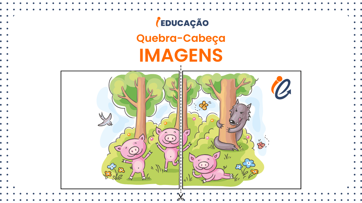 Quebra-Cabeça para Alfabetização com Imagens: Nível Inicial com 2 peças temático - Os Três Porquinhos