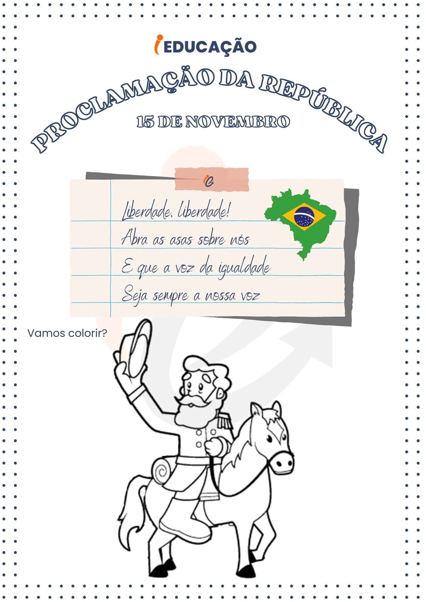 15 DE NOVEMBRO - PROCLAMAÇÃO DA REPÚBLICA  Proclamação da república,  Atividades proclamação da republica, Proclamação da república brasil