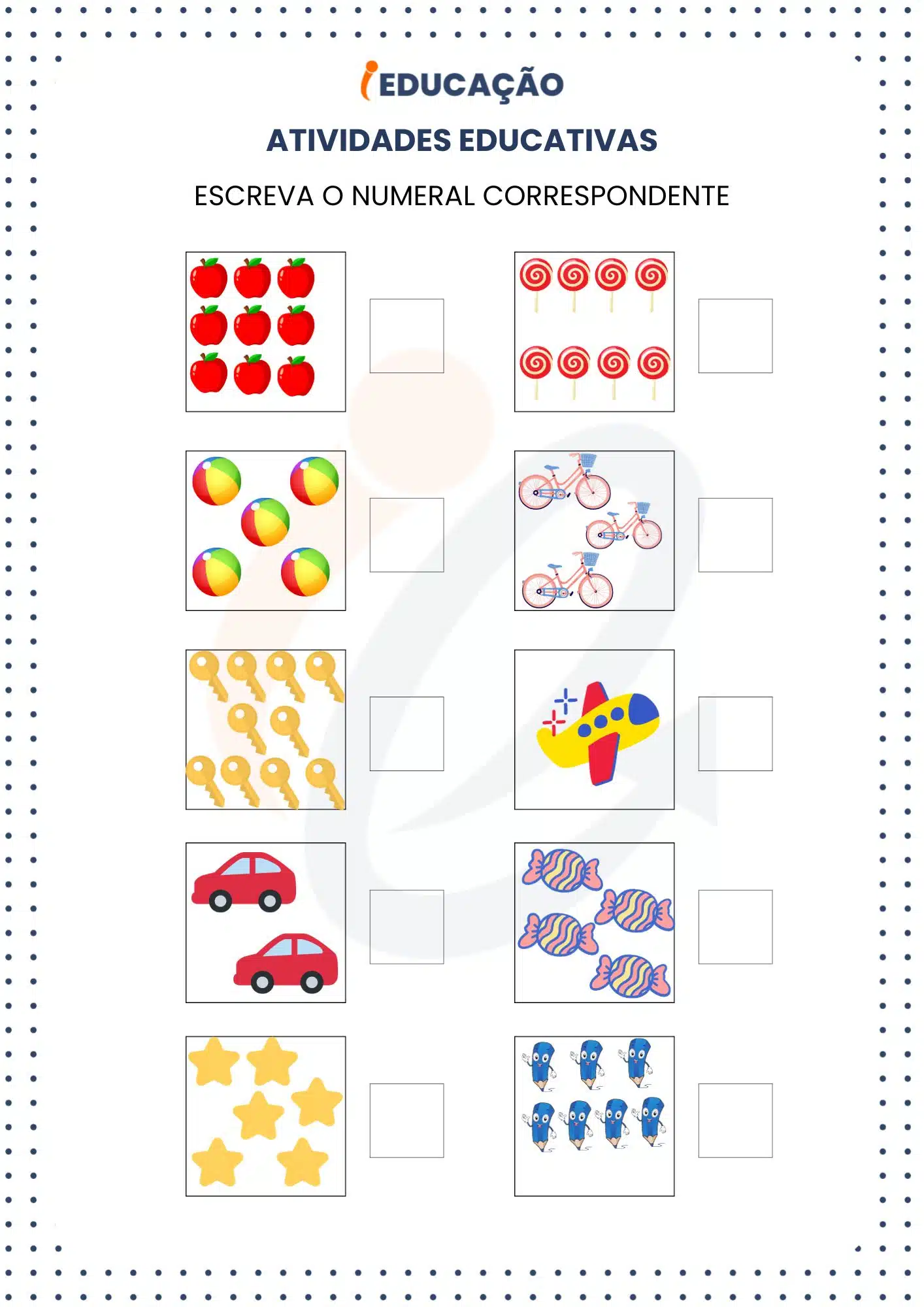Atividades e Brincadeiras Educativas para Colônia de Férias - iEducação 2-Atividades Educativas_ Escreva o Numeral Correspondente