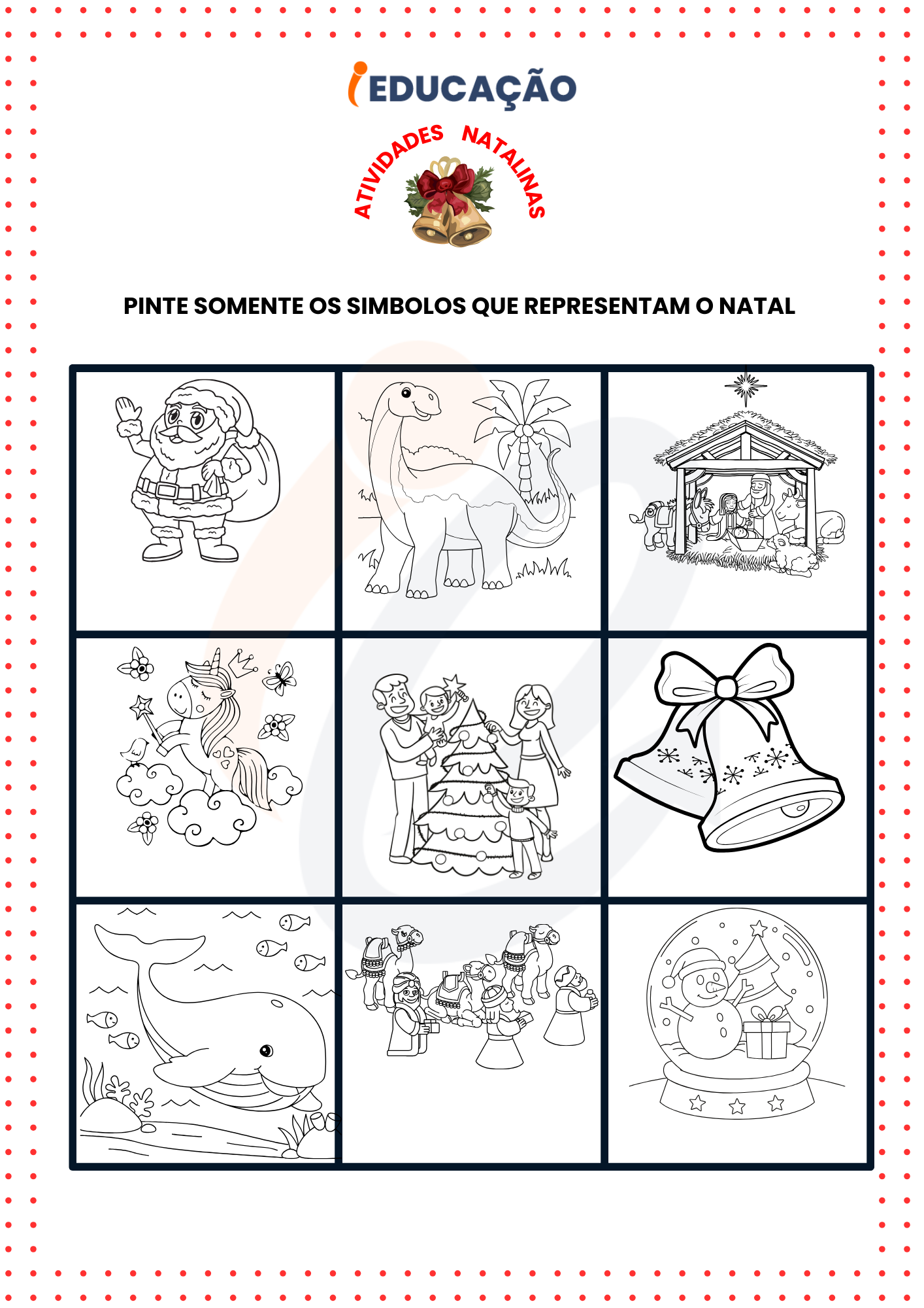 Desenhos de enfeites de Natal para colorir e pintar