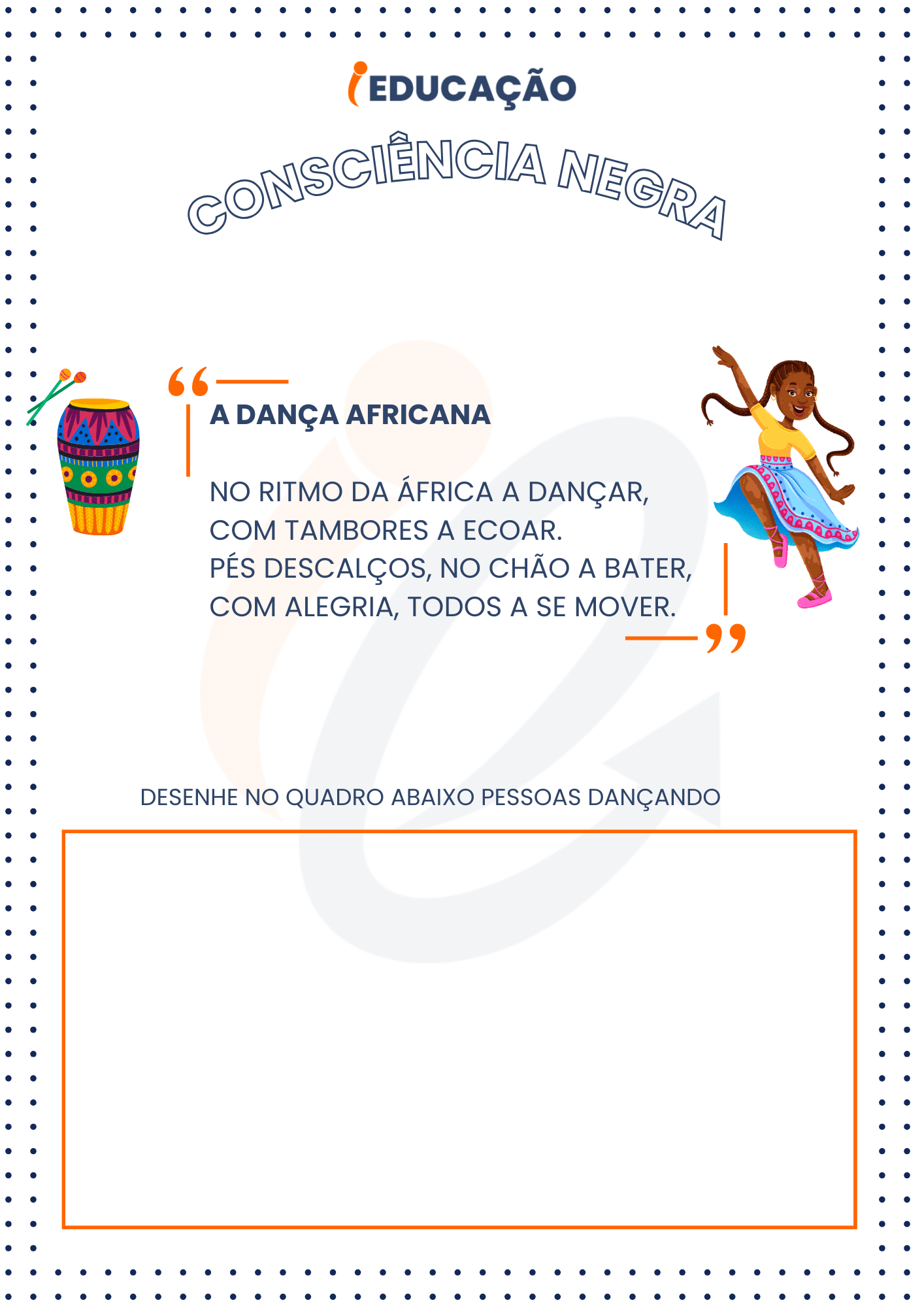 Atividade de desenho para o dia da consciência negra para educação infantil