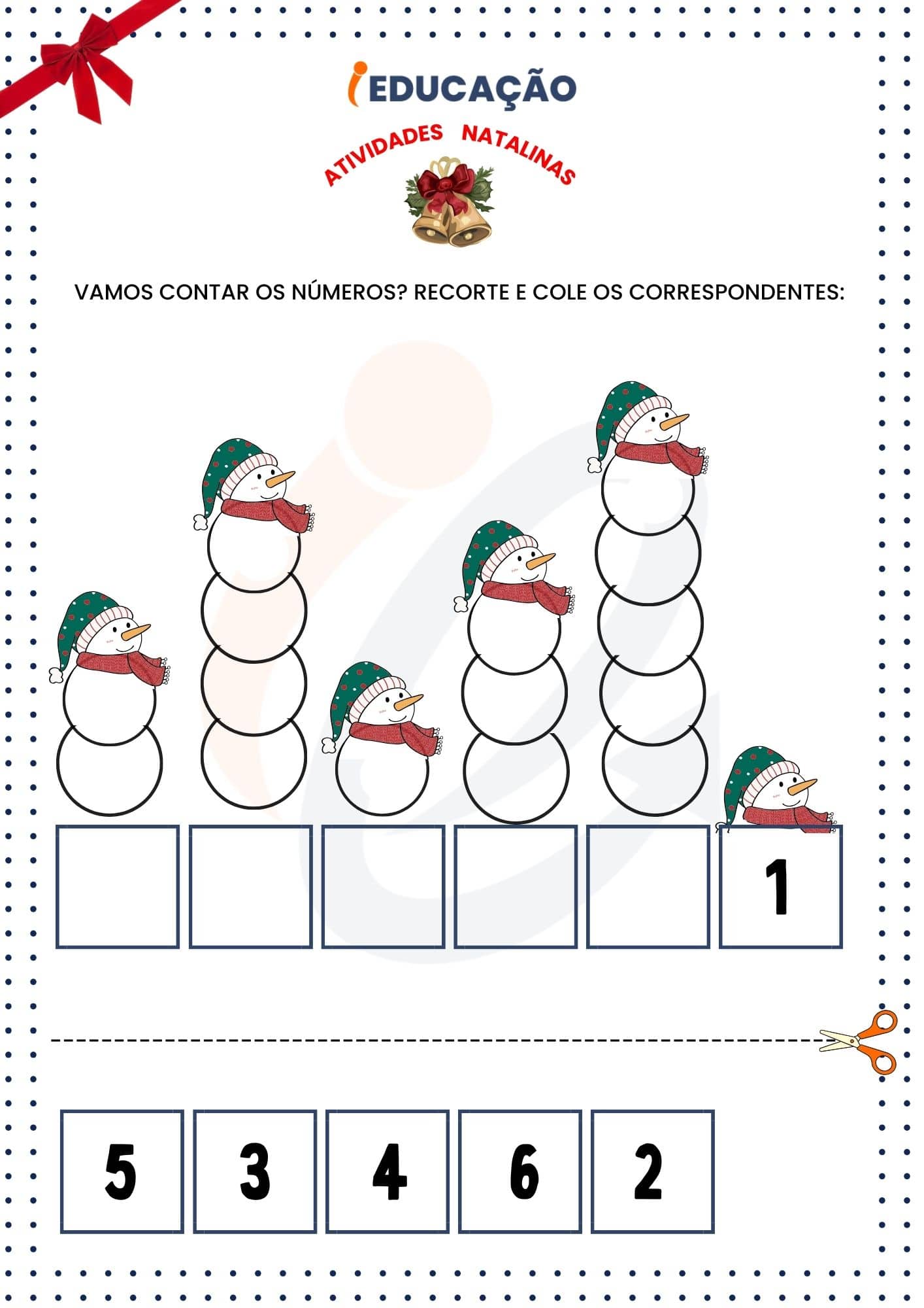 Atividade do Natal para Educação Infantil - Aprendendo os números e Quantidades