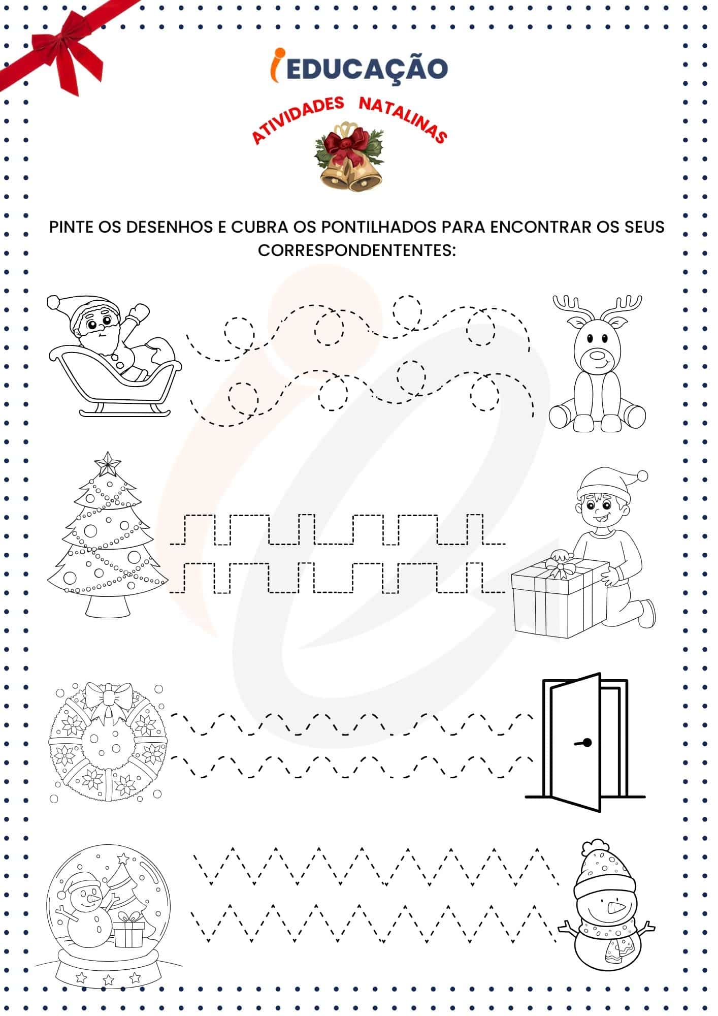 Atividade do Natal para Educação Infantil - Atividade de coordenação motora - Atividade de tracejado