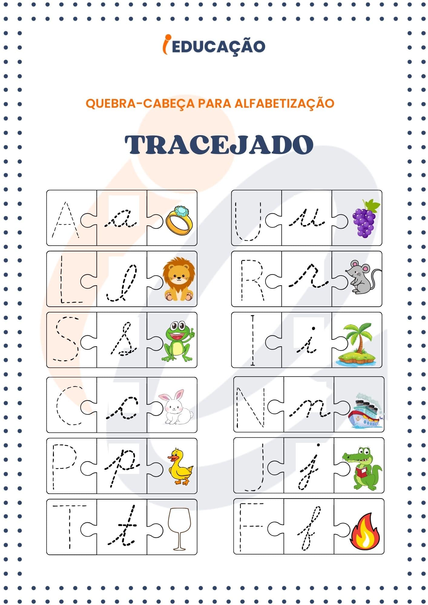 Quebra-cabeça do alfabeto tracejado