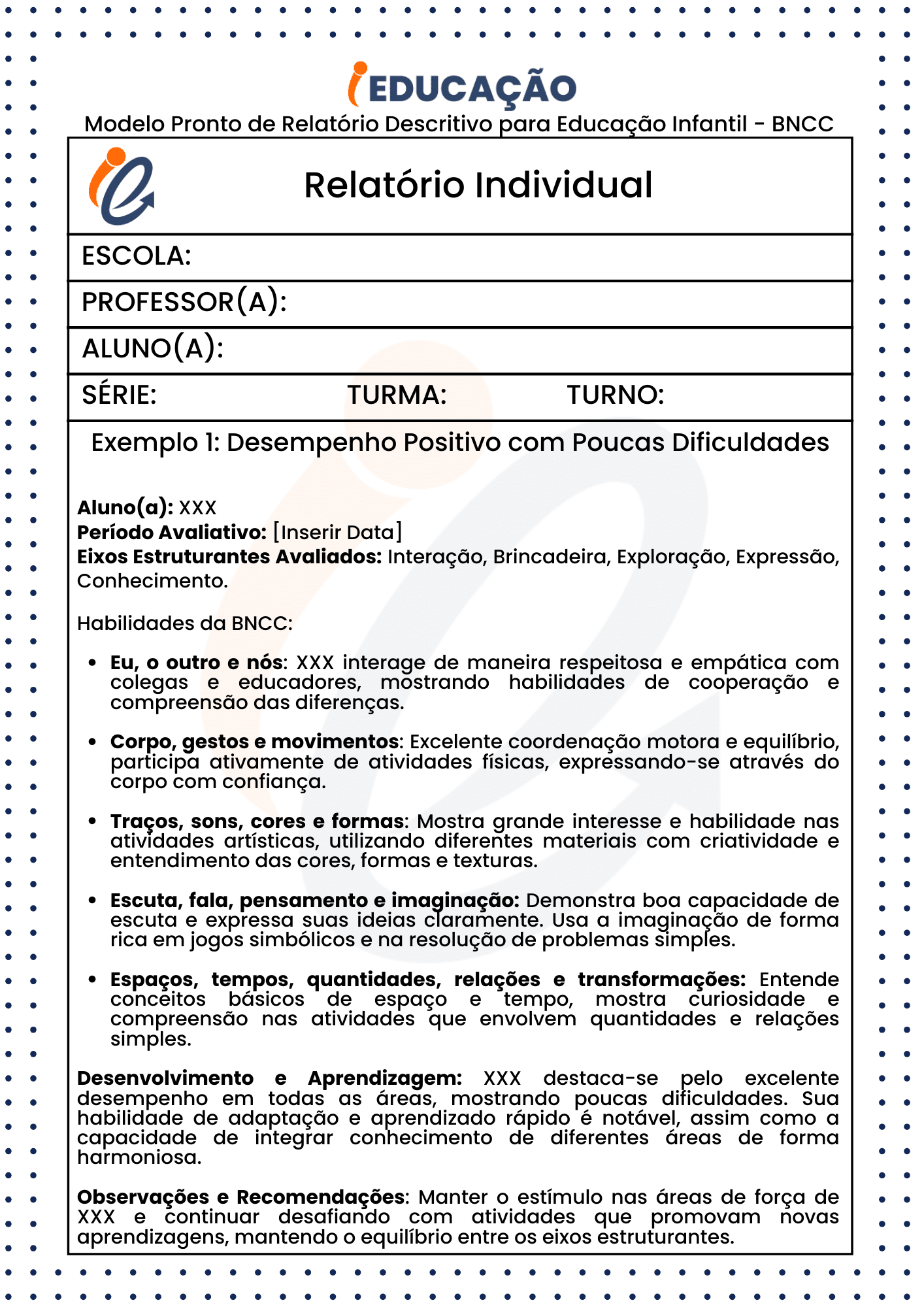 Modelo Pronto de Relatório Descritivo para Educação Infantil - BNCC - Exemplo 1.png