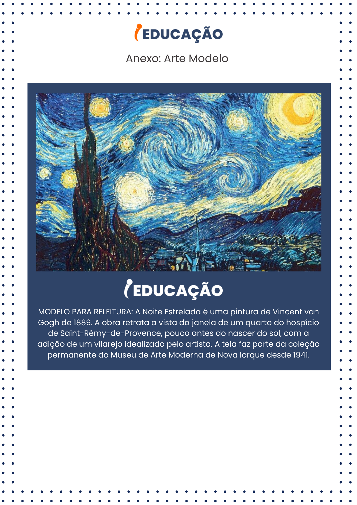 Atividade de Arte para Releitura. Noite Estrelada Vincent van Gogh - Anexo de Plano de Aula.png