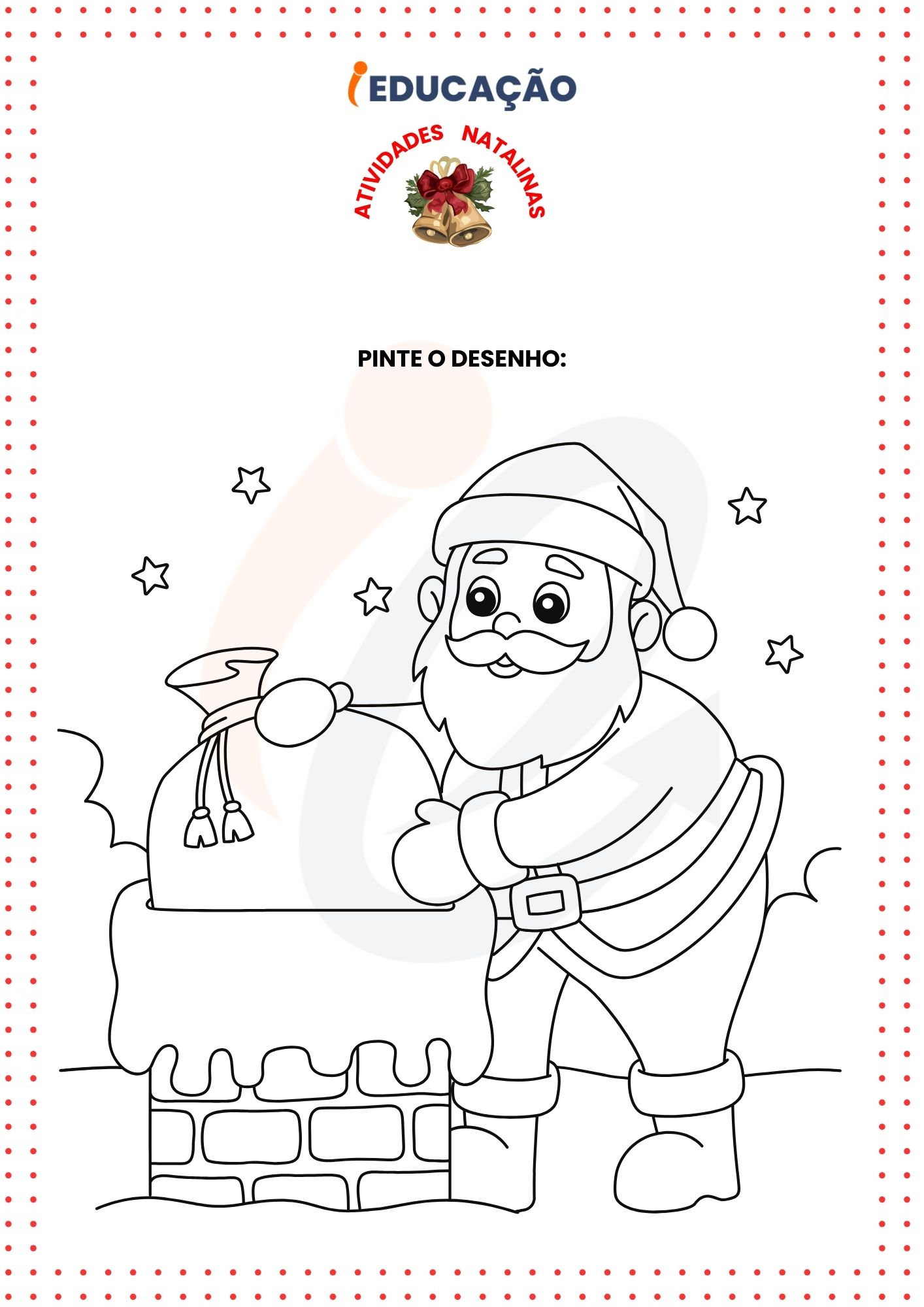 Desenhos de Natal para Colorir_ papai Noel na chaminé