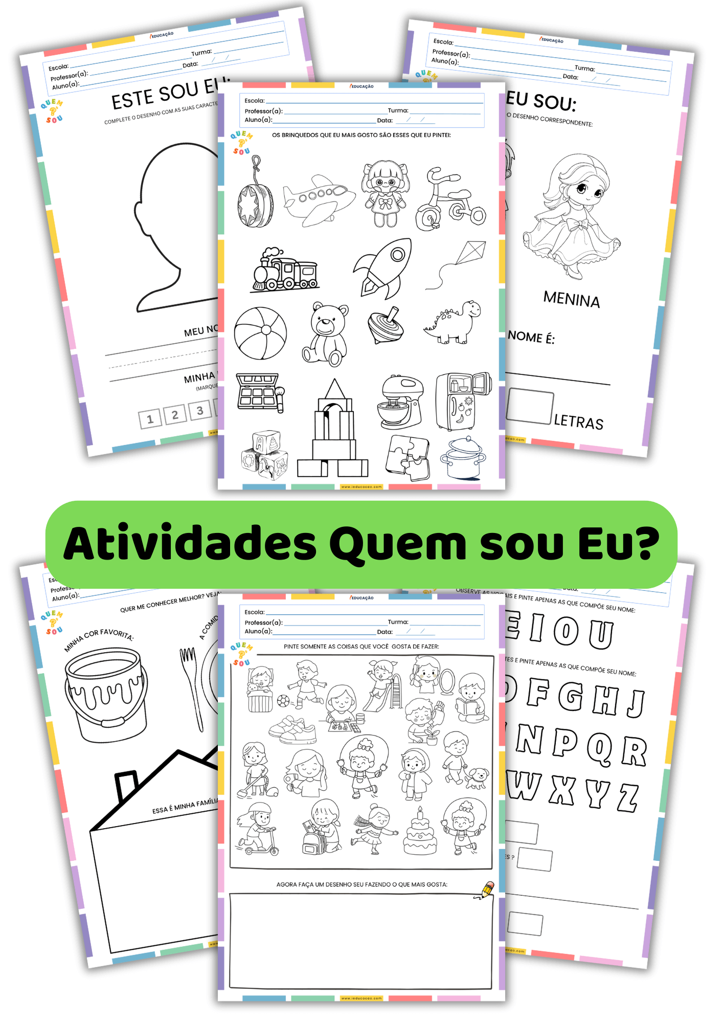 Atividades Volta às Aulas para Educação Infantil com Sondagem, Avaliação Diagnóstica e Adaptação Escolar Atividades Volta às Aulas para Educação infantil para Acolhimento Infantil - Atividades Quem sou Eu Atividades sobre identidade na educação infantil
