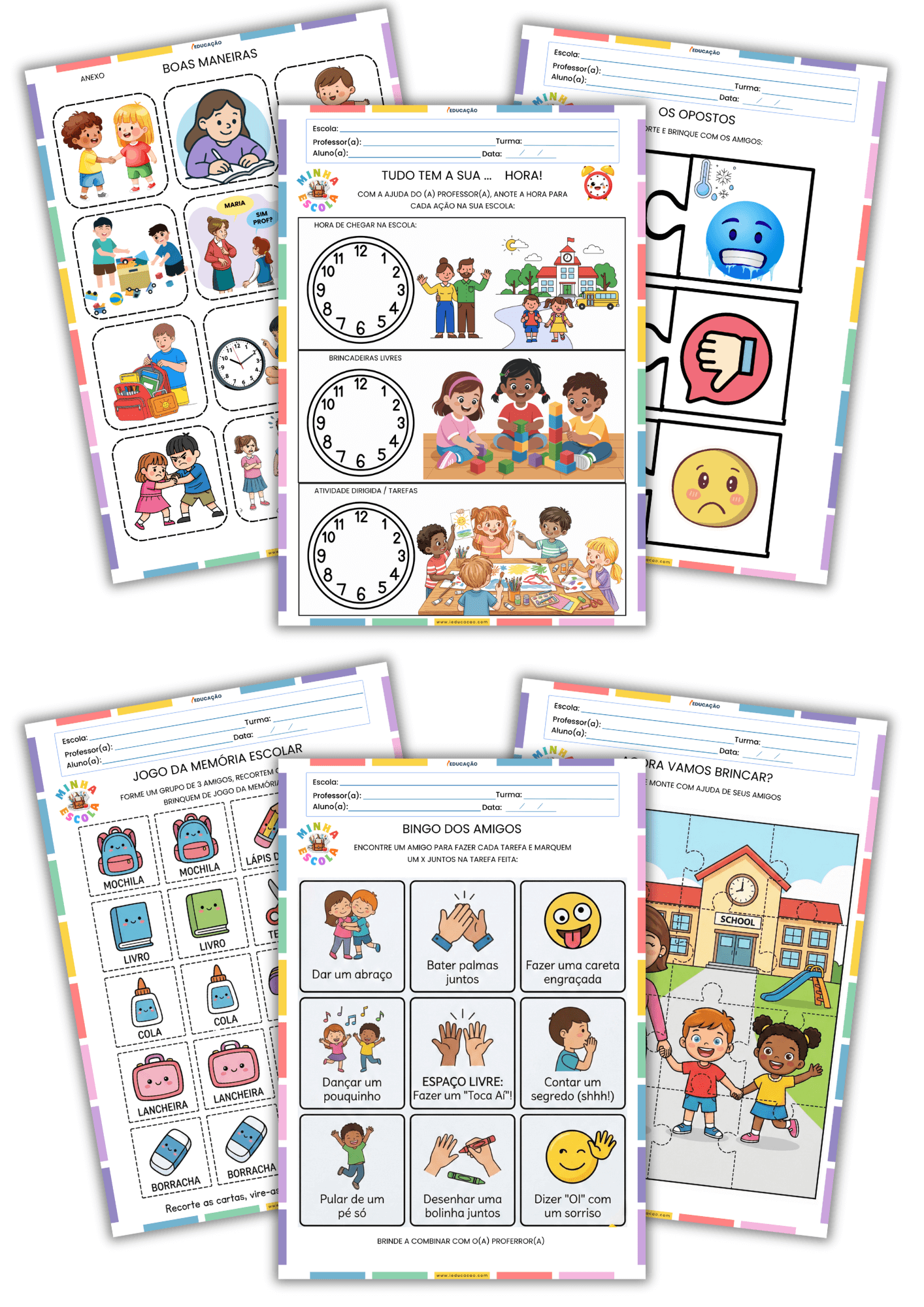 Atividades Volta às Aulas para Educação Infantil com Sondagem, Avaliação Diagnóstica e Adaptação Escolar Atividades de Adaptação Escolar na Educação Infantil - Atividades Volta às Aulas - Atividades Lúdicas de Boas Maneiras e Interação Social - Atividades de Rotina para Educação Infantil