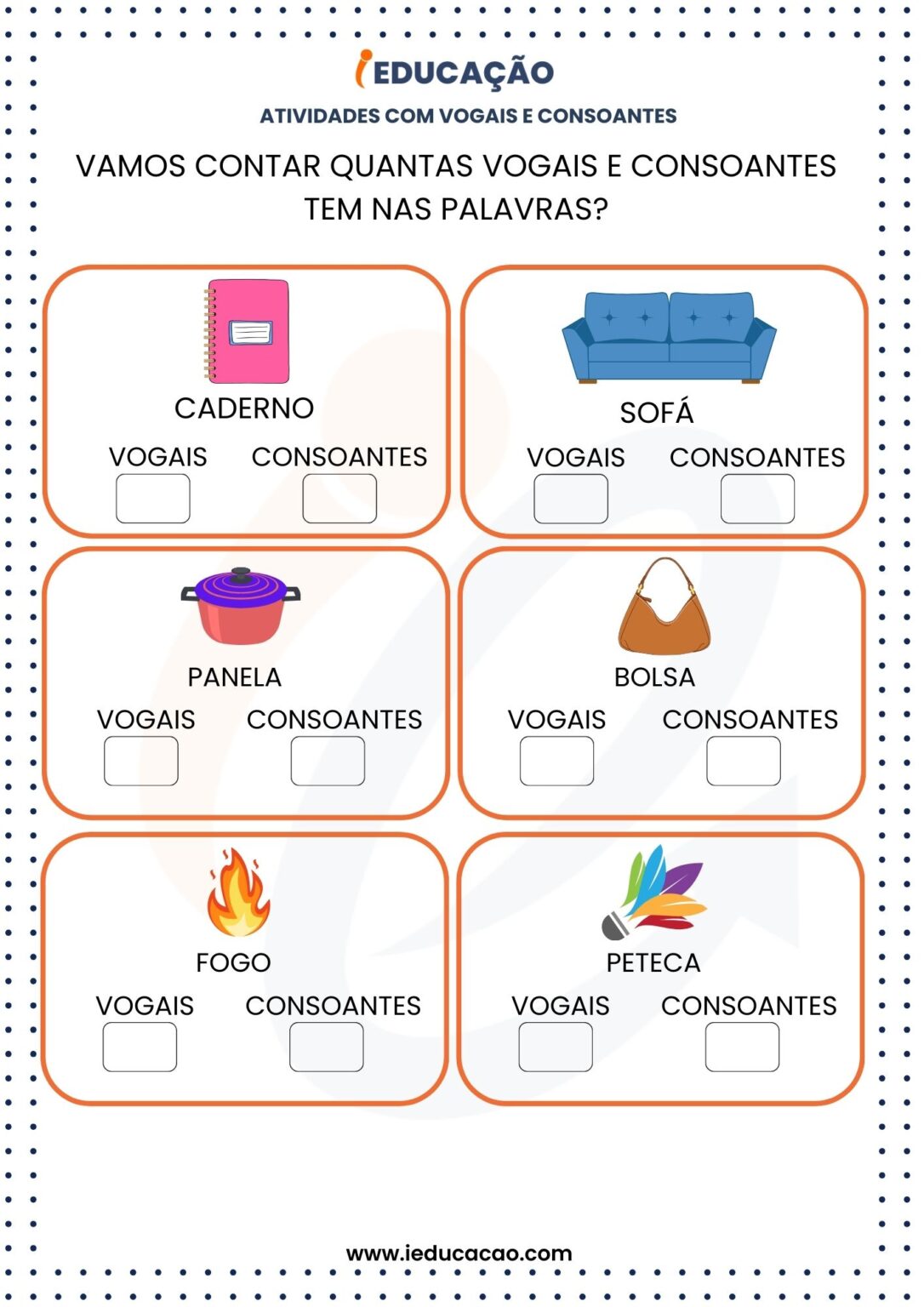 Atividades com Vogais e Consoantes PDF Para Imprimir