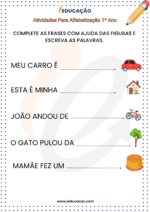 Caderno de Atividades Para Alfabetização 1º Ano em PDF
