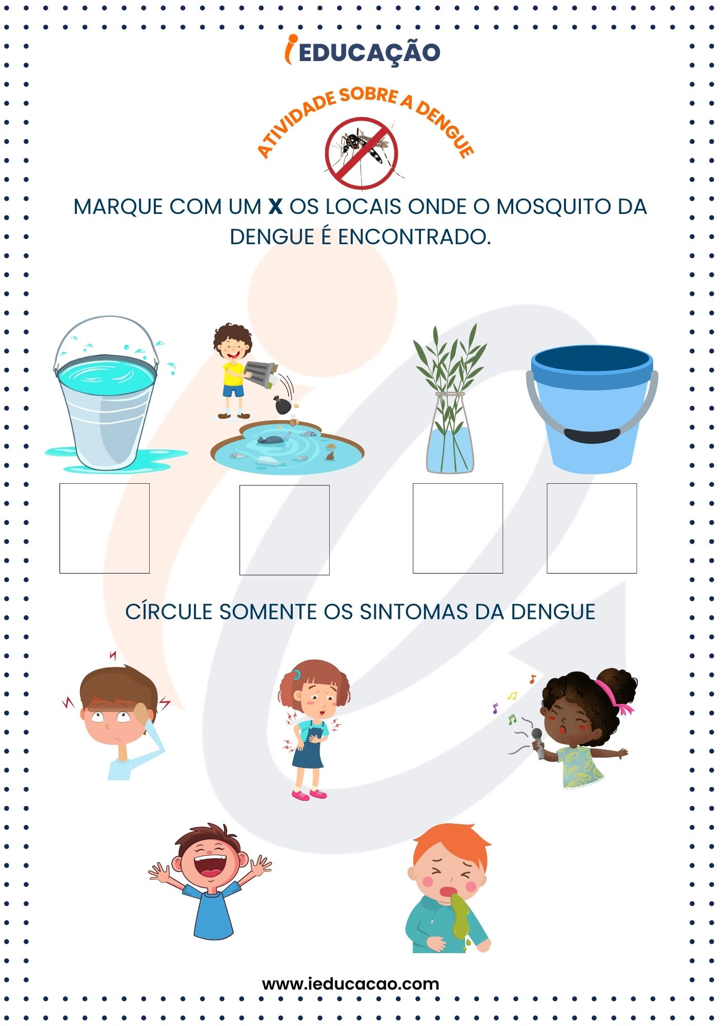 Atividades sobre a Dengue para Educação Infantil de múltiplas escolhas