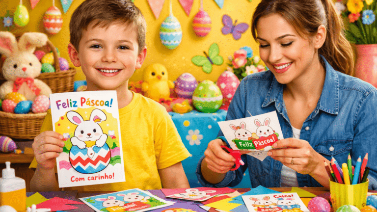 Cartão de Páscoa Infantil para Imprimir Com 28 Modelos em PDF Gratuito