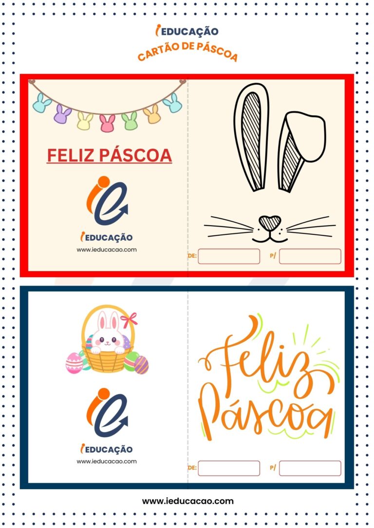 Cartão de Páscoa Infantil para Imprimir Com 28 Modelos em PDF Gratuito
