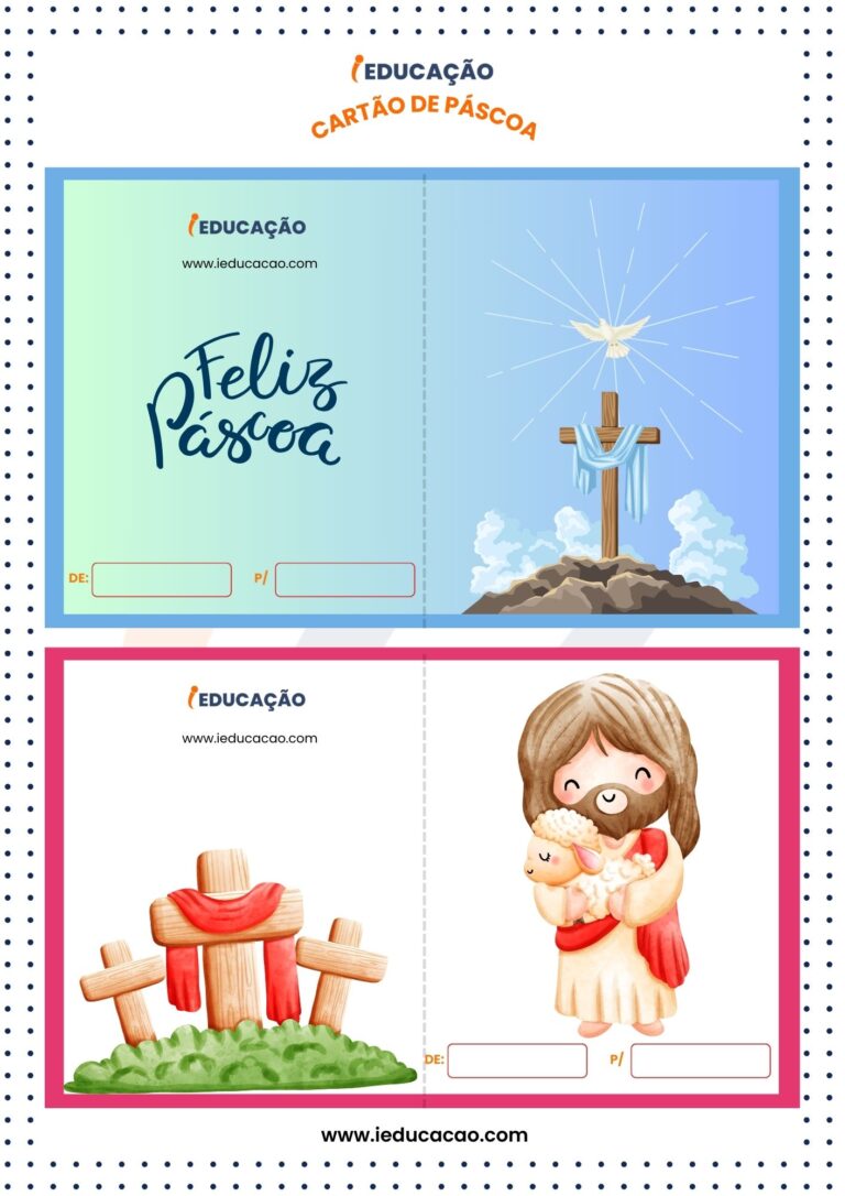 Cartão de Páscoa Infantil para Imprimir Com 28 Modelos em PDF Gratuito