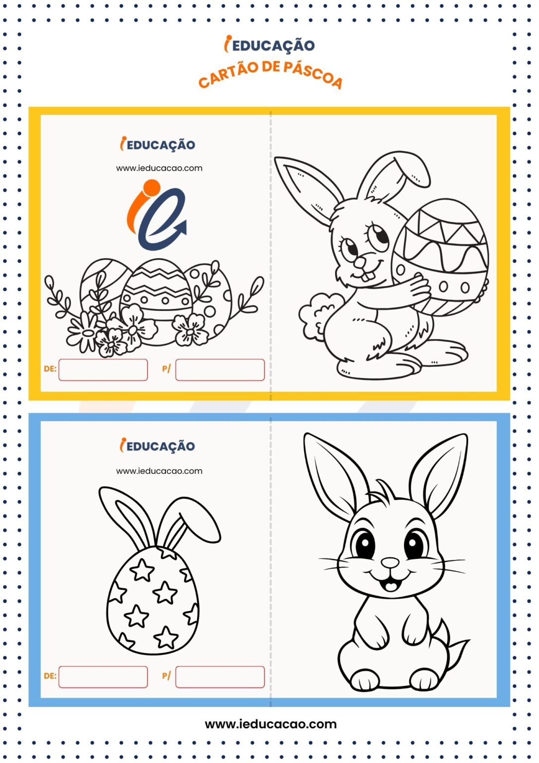 Cartão de Páscoa Infantil para Imprimir Com 28 Modelos em PDF Gratuito