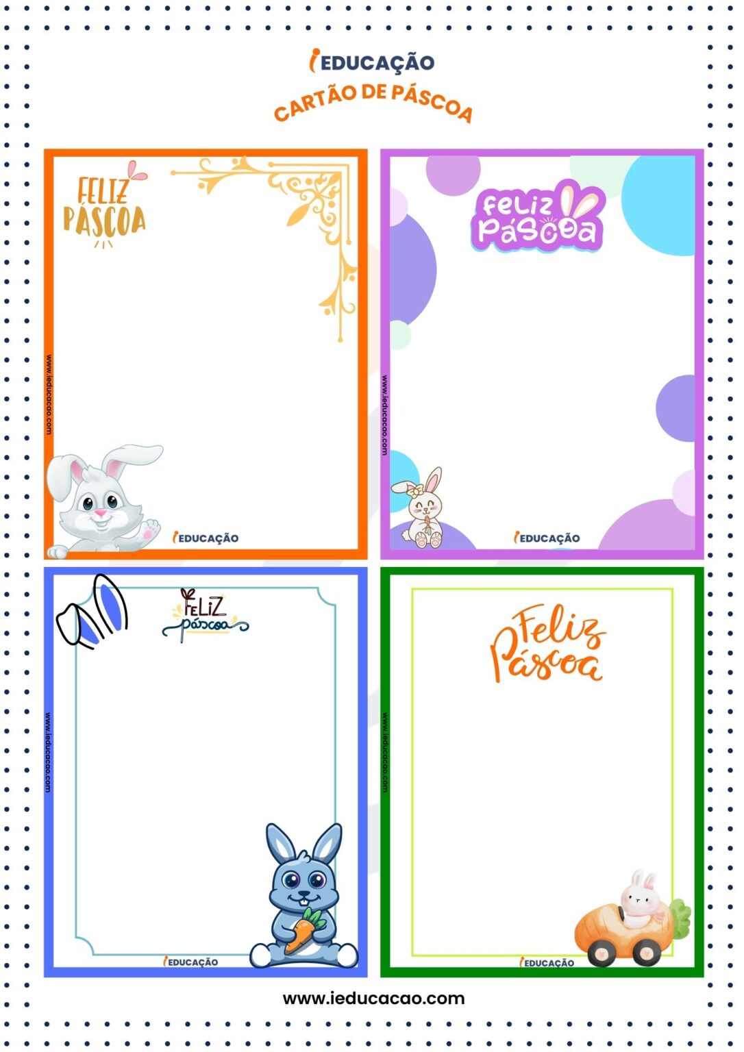 Cartão de Páscoa Infantil para Imprimir Com 28 Modelos em PDF Gratuito