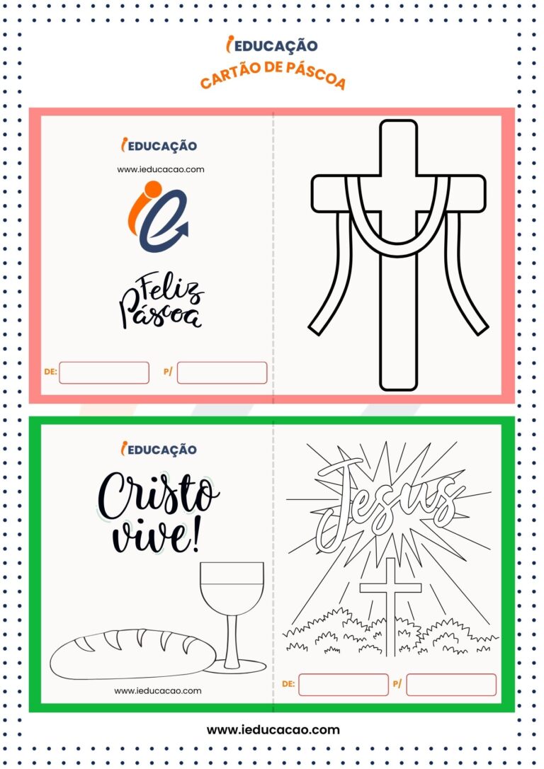 Cartão de Páscoa Infantil para Imprimir Com 28 Modelos em PDF Gratuito