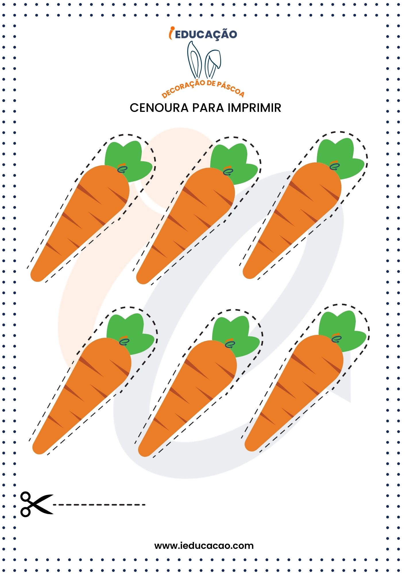 Decoração de Páscoa com cenouras pequenas para imprimir