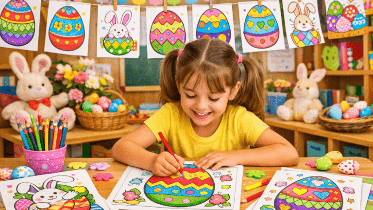 Desenhos de Ovos de Páscoa Infantil para Colorir e Imprimir