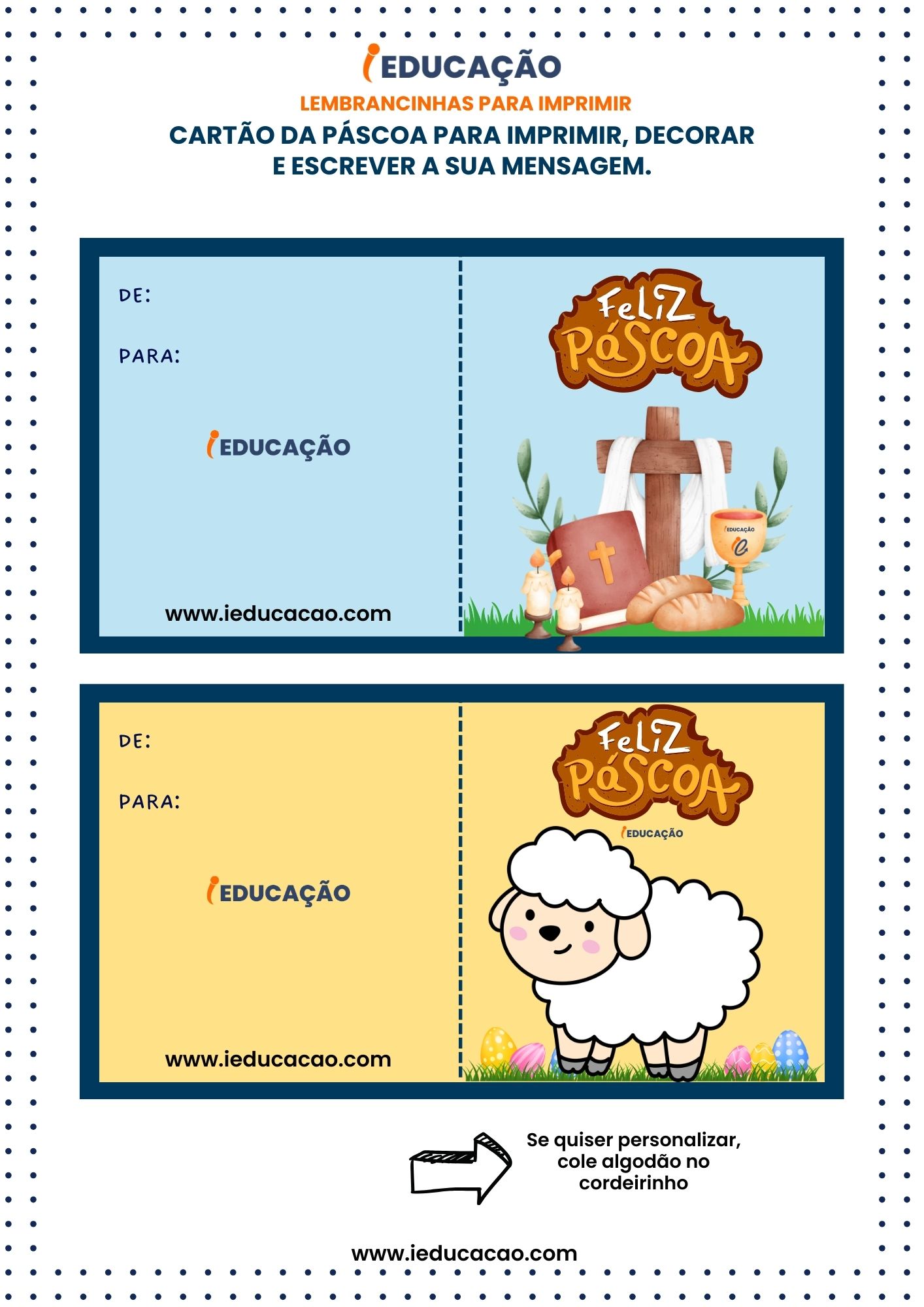 Lembrancinhas de Páscoa Para Educação Infantil - Cartão da páscoa para escrever mensagem