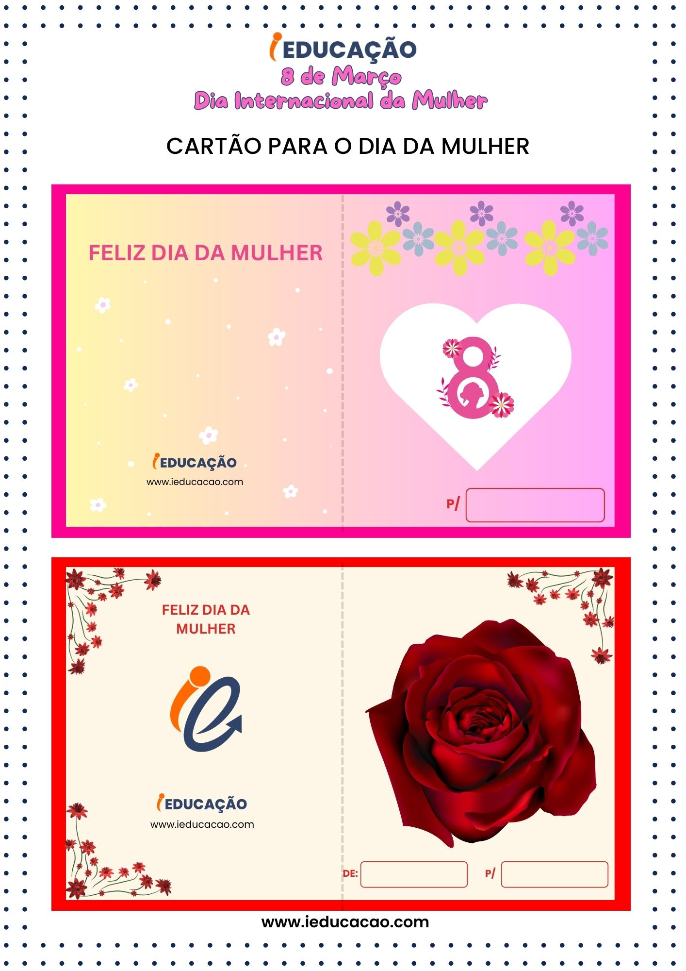 Lembrancinhas para o Dia das Mulheres. Cartão para Imprimir (2)
