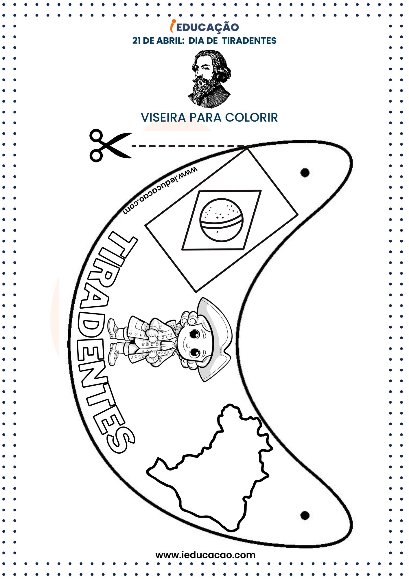 21 de Abril_ Dia de Tiradentes na Educação Infantil_ Viseira para colorir