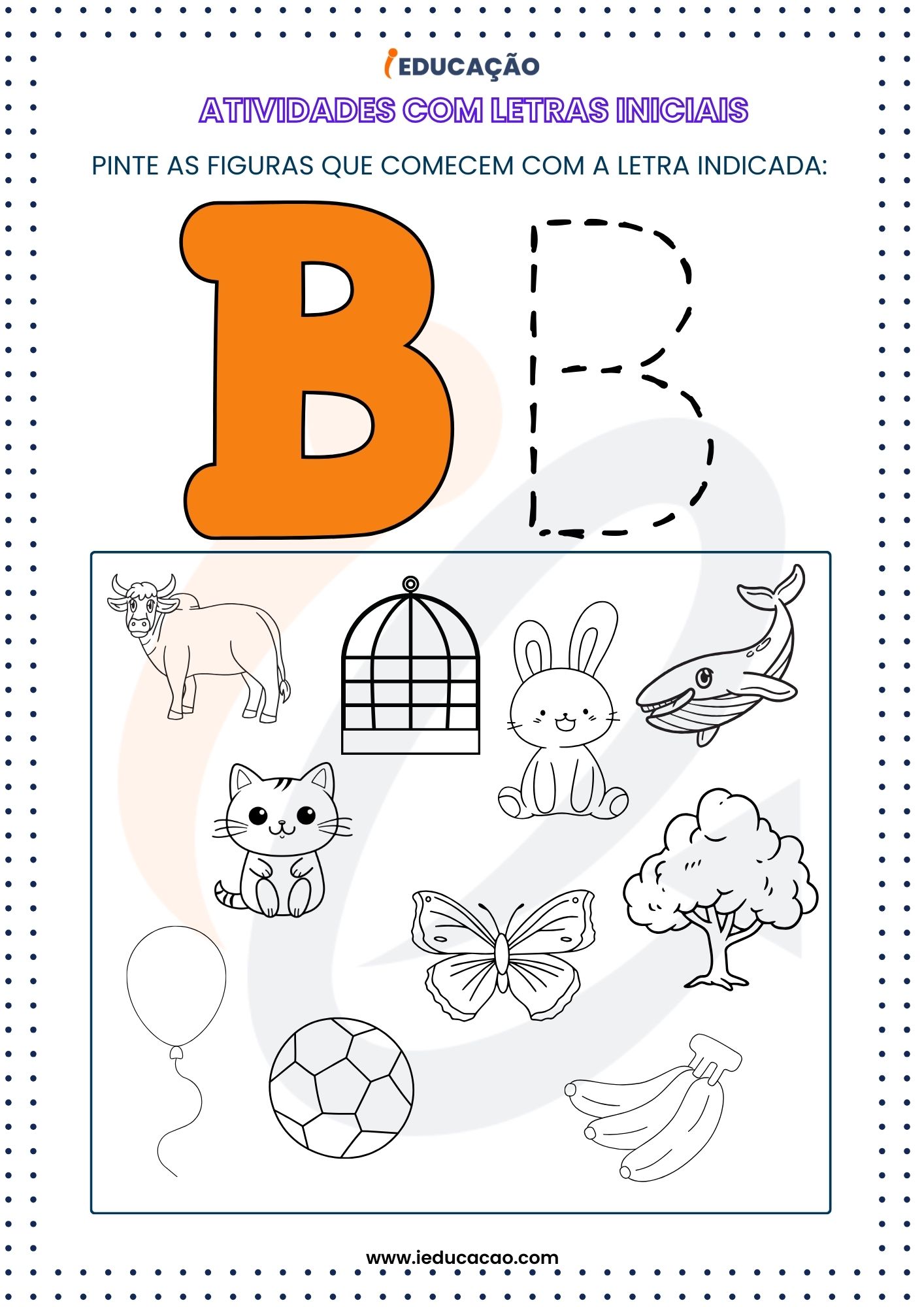 Atividades Letras Iniciais_ pintar as figuras com a letras B
