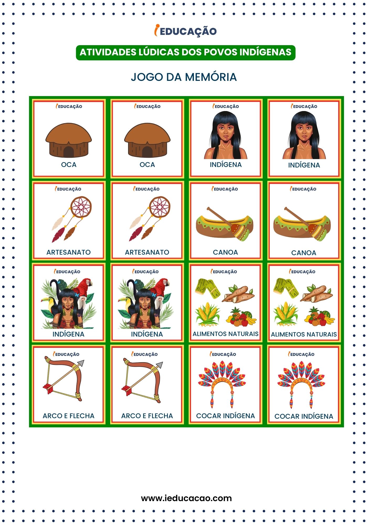 Atividades Lúdicas Dia do Índio - Povos Indígenas do Brasil - Jogo pedagógico - Jogo da Memória infantil.jpg