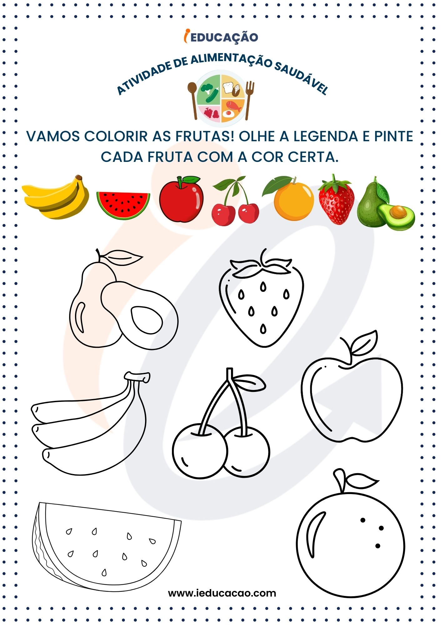 Atividades de Alimentação Saudável para colorir