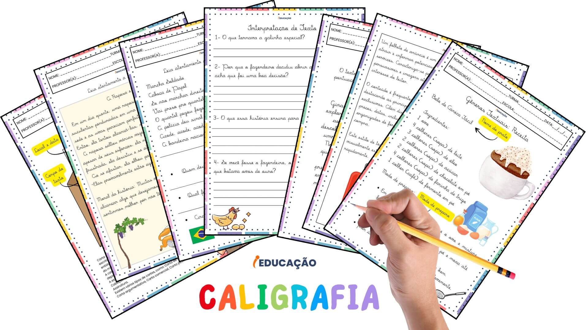 Atividades de Alfabetização 3° Ano para Imprimir com PDF Grátis - iEducação Atividades de Caligrafia nível avançado - textos para treinar caligrafia - atividades de ortografia e produção textual com letras cursivas