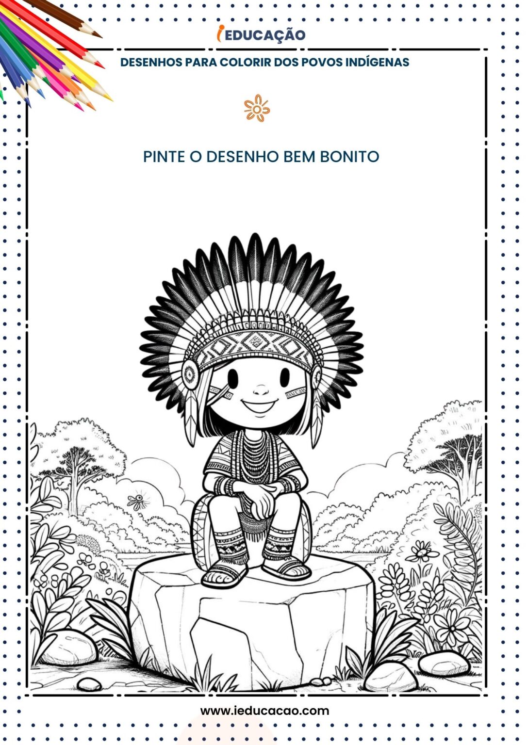 Desenhos para Colorir dos Povos Indígenas para Imprimir PDF